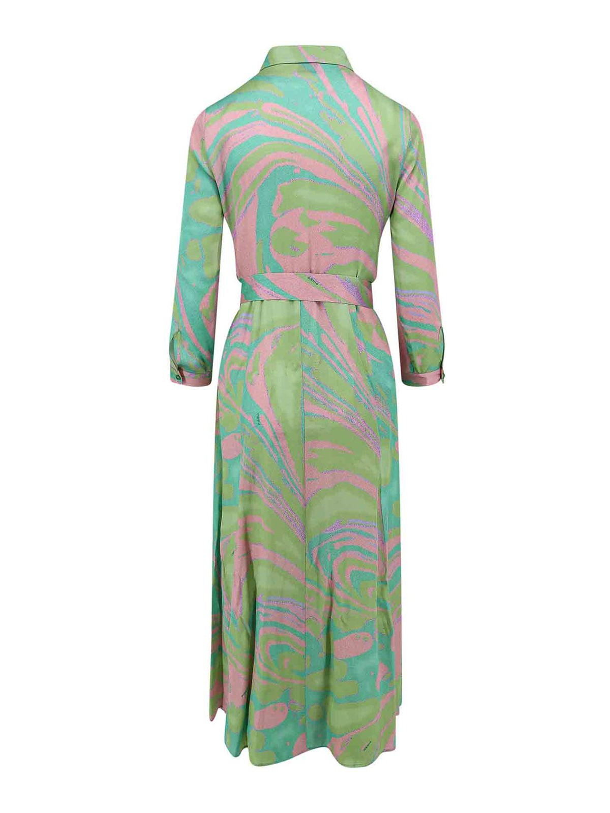 Shop Pinko Viscose Chemisier Dress With Multicolor Print In Multicolour