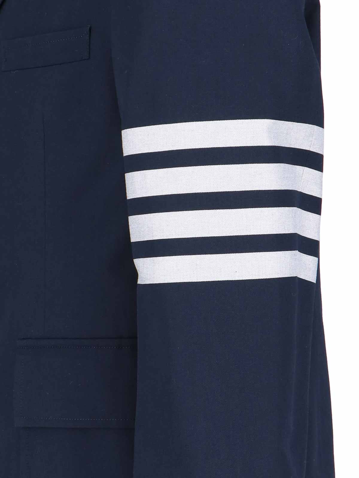 Shop Thom Browne Double-breasted Blazer In Blue