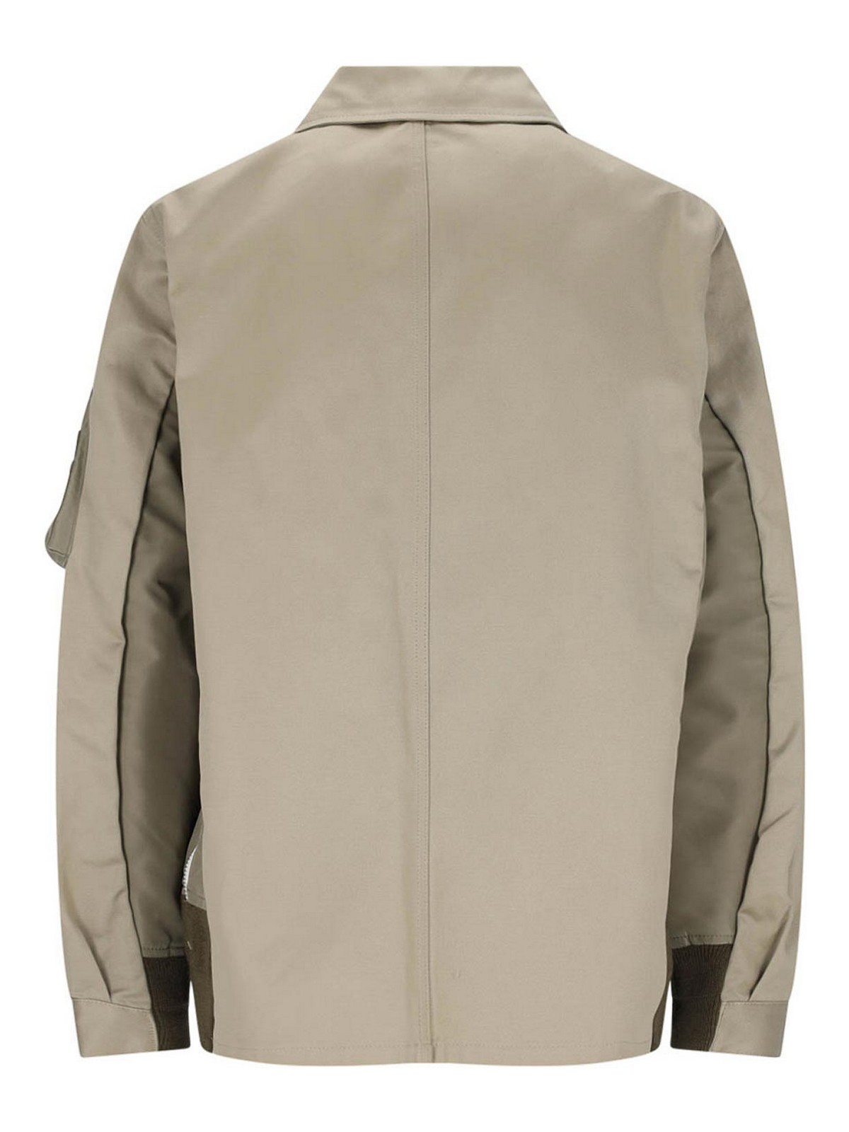 Shop Sacai Shirt Style Casual Jacket In Beige