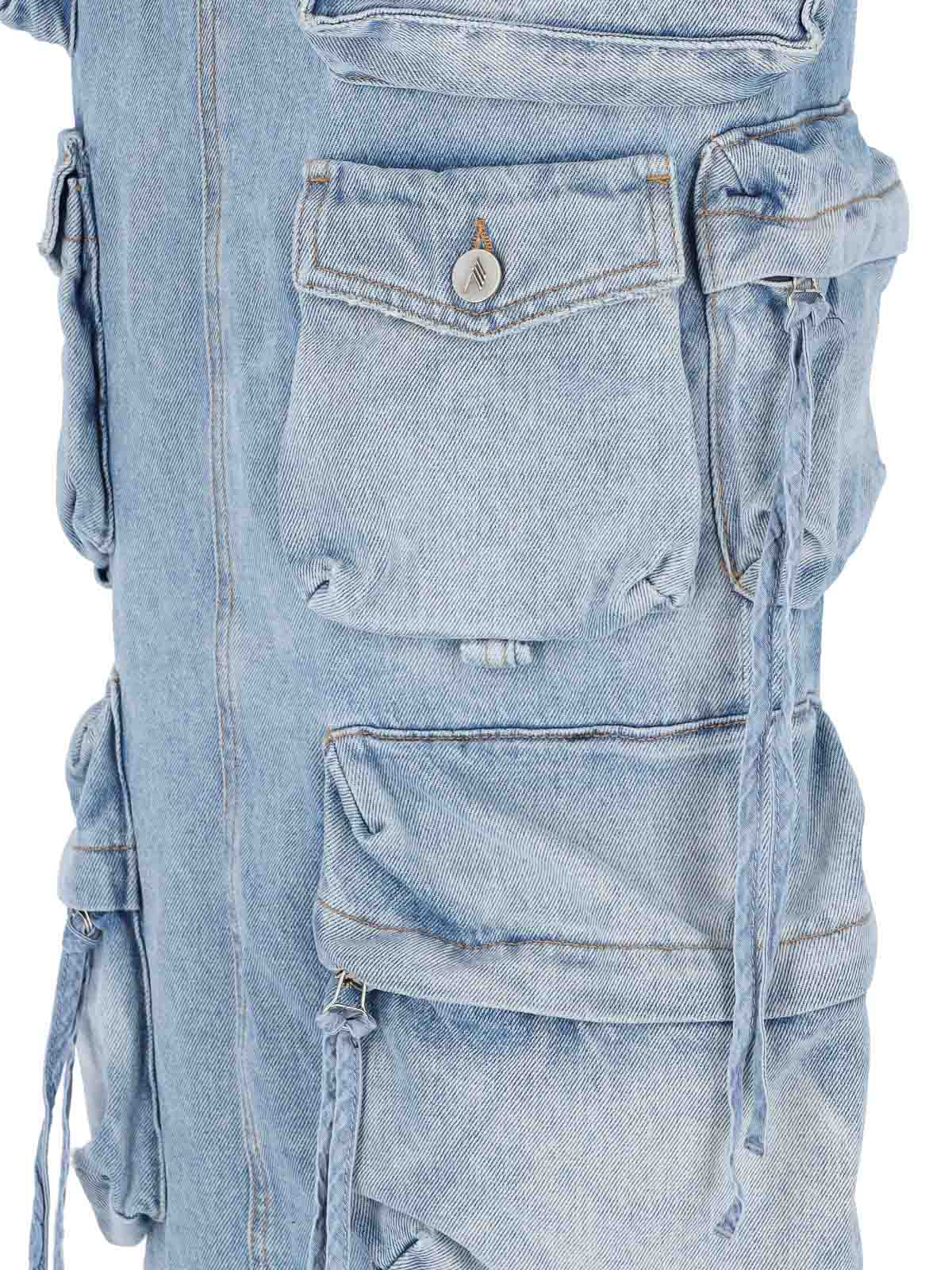 Shop Attico Multipockets Midi Skirt In Blue