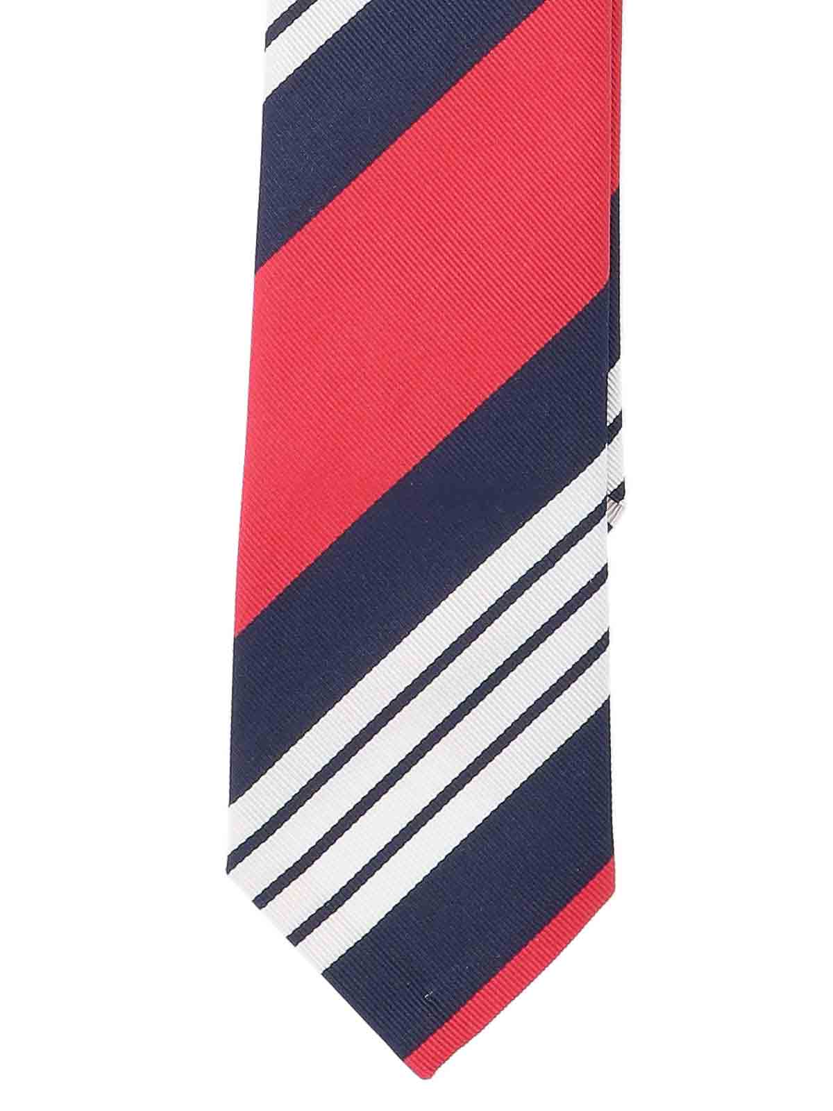 Shop Thom Browne Striped Tie In Multicolour