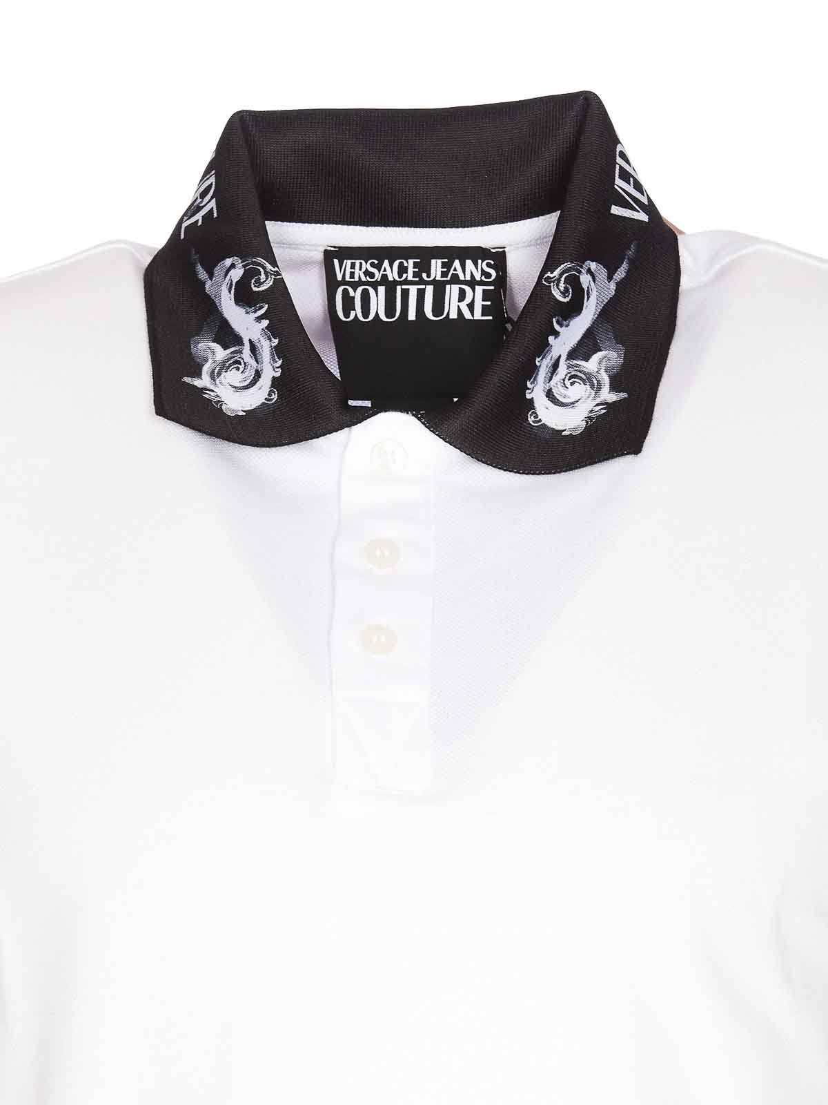 Shop Versace Jeans Couture Watercolor Collar Polo In White