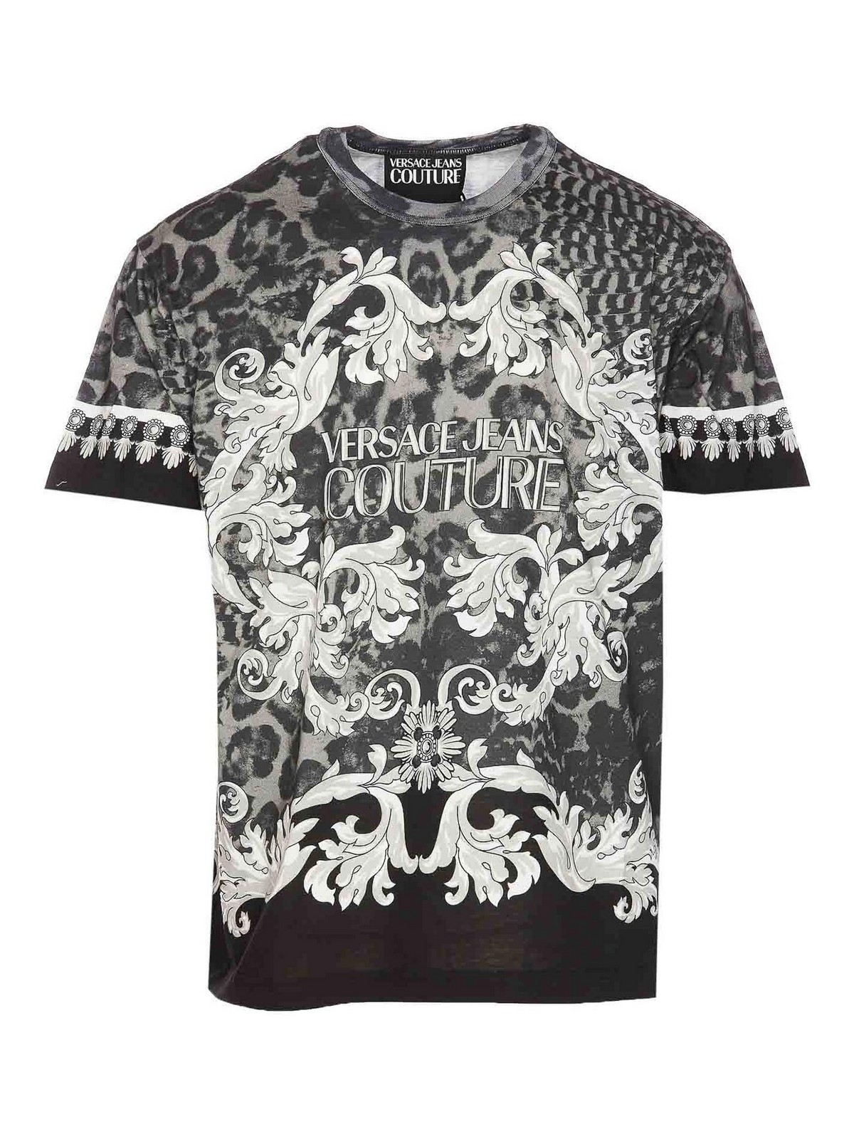 Shop Versace Jeans Couture Baroque Animalier T-shirt In Black