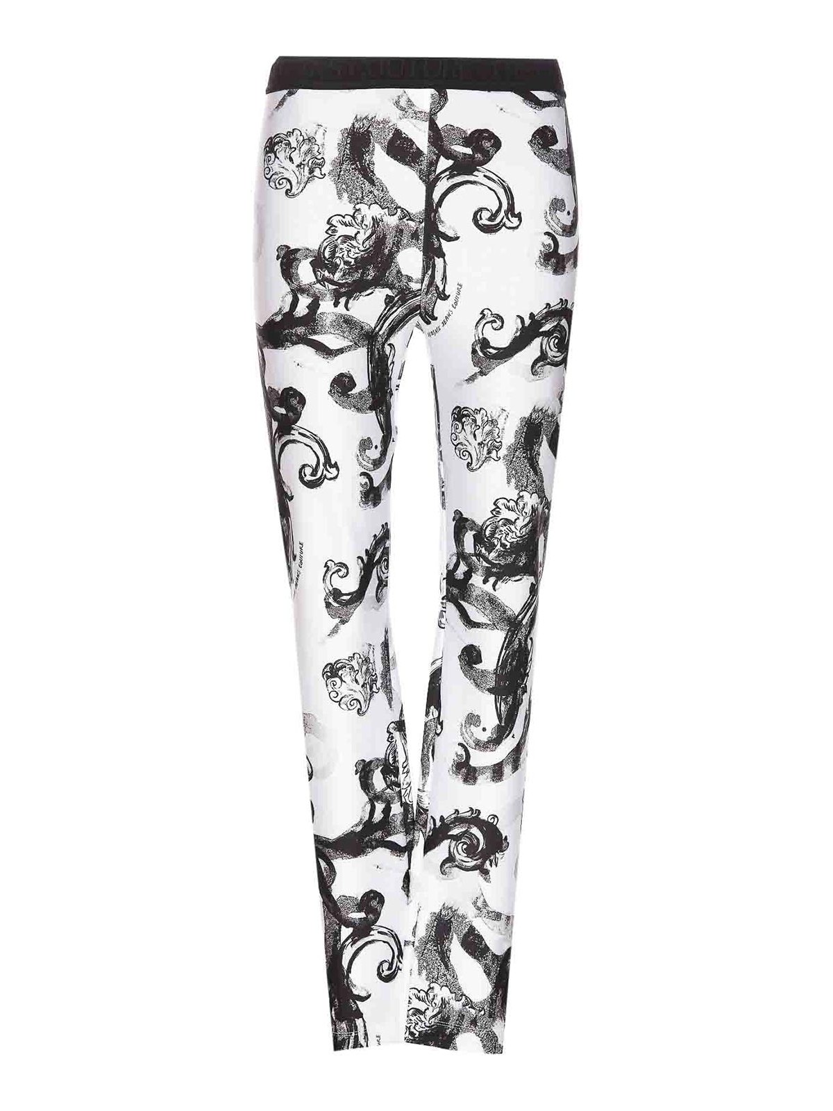 Versace Jeans Couture Watercolor Baroque Leggings In White