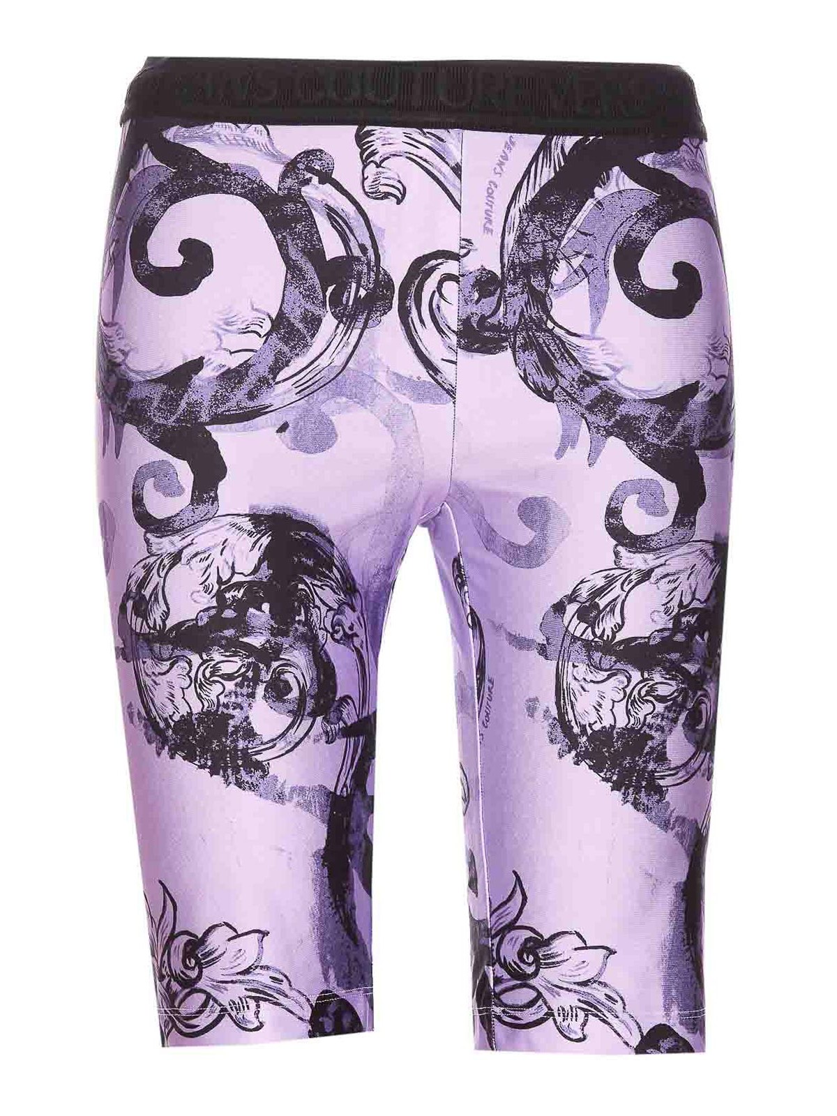 Versace Jeans Couture Watercolor Couture Short Leggings In Purple