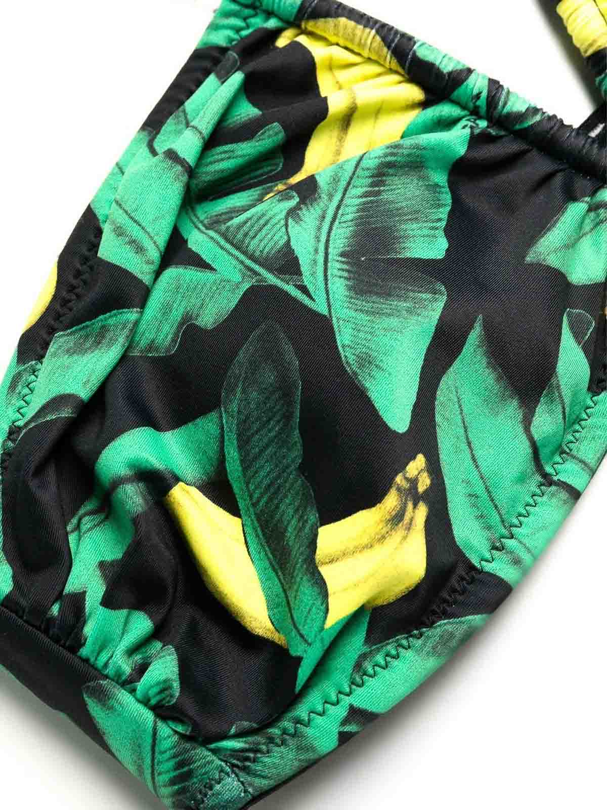 Shop Ganni Recycled Printed Bikini Top + Slip In Multicolour
