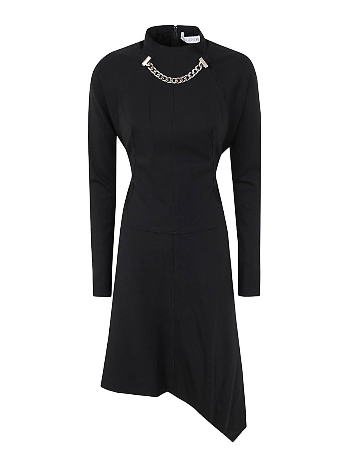 Shop Jw Anderson Neck Chain Long Sleeve Dress In Black