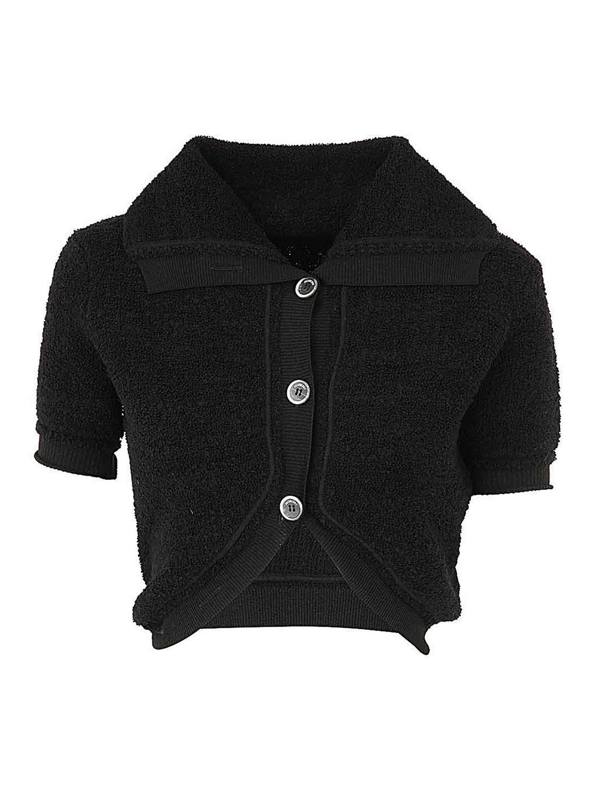 Shop Jacquemus Le Cardigan Campana Collar Neck Detail In Black