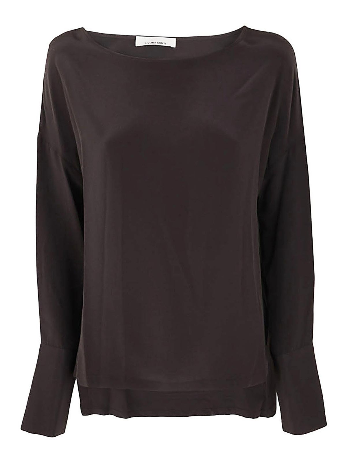 Liviana Conti Crew Neck Wide Sweater In Brown