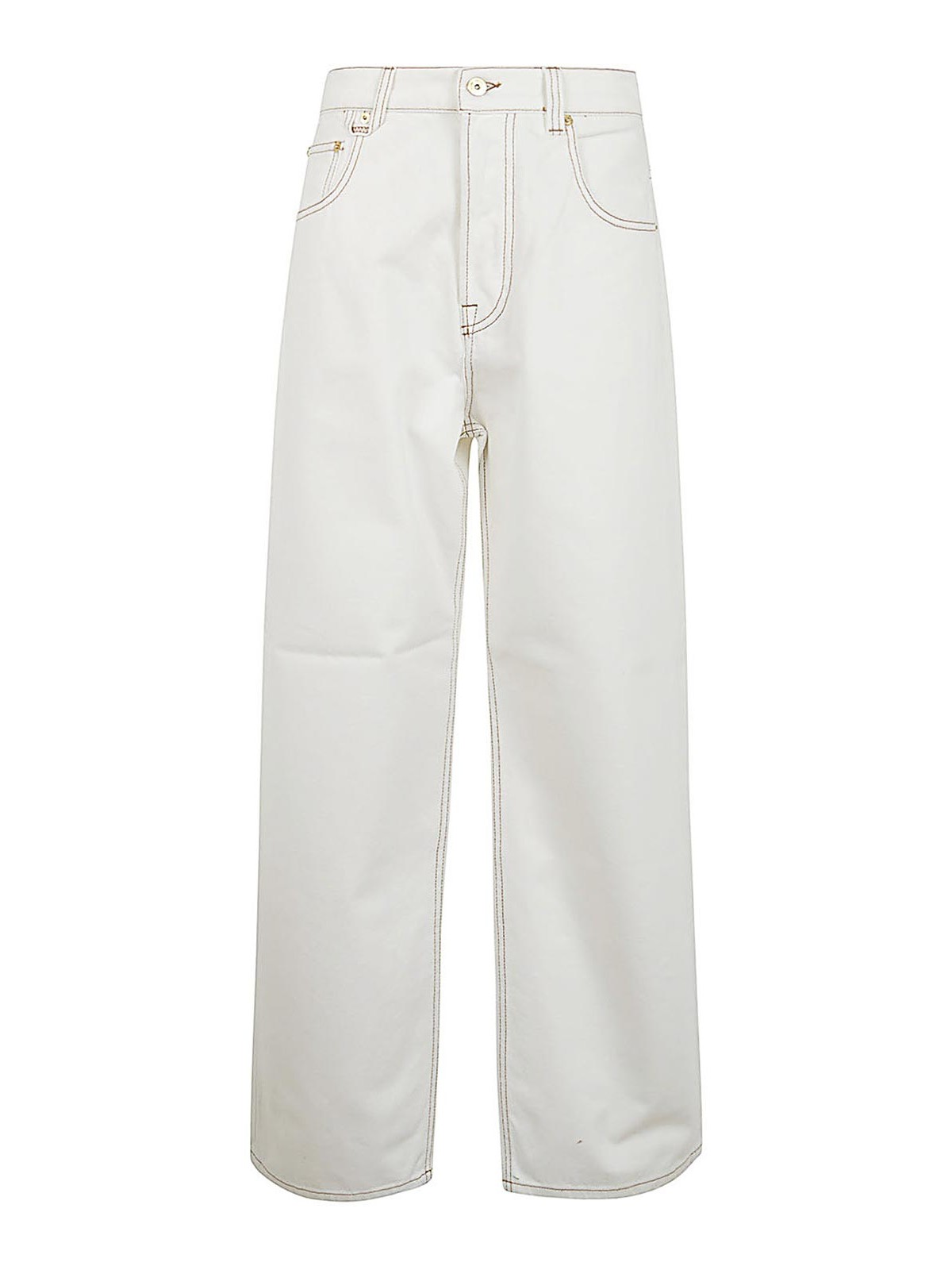 Jacquemus White Denim Jeans In Brown