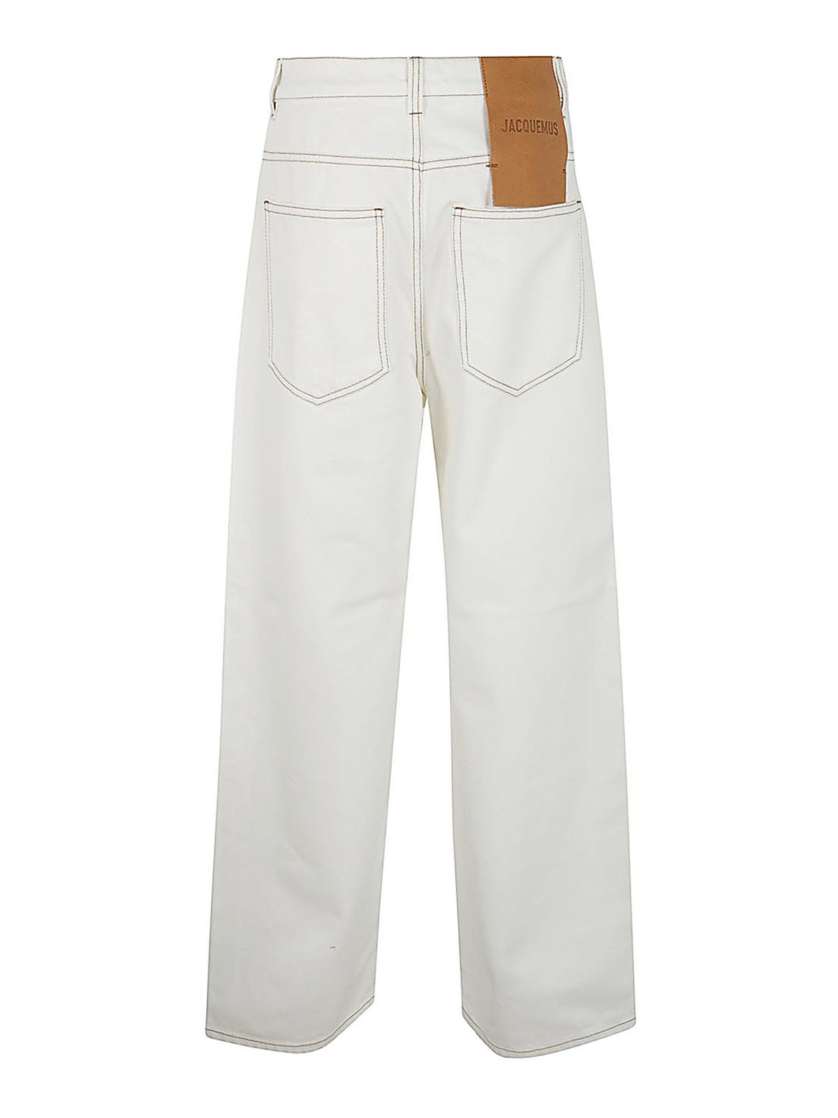 Shop Jacquemus White Denim Jeans In Brown