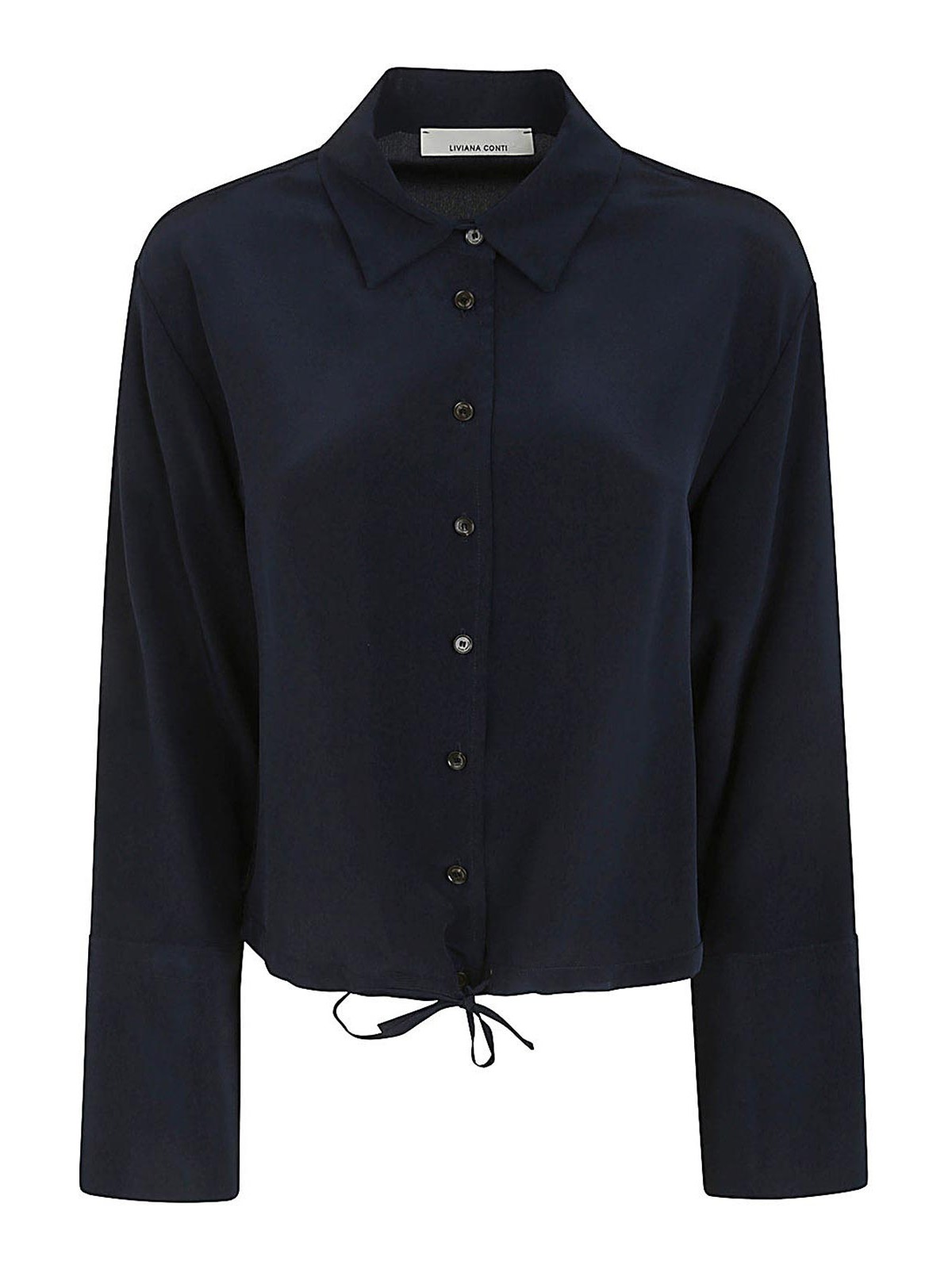 Shop Liviana Conti Elastic Bottom Shirt In Blue
