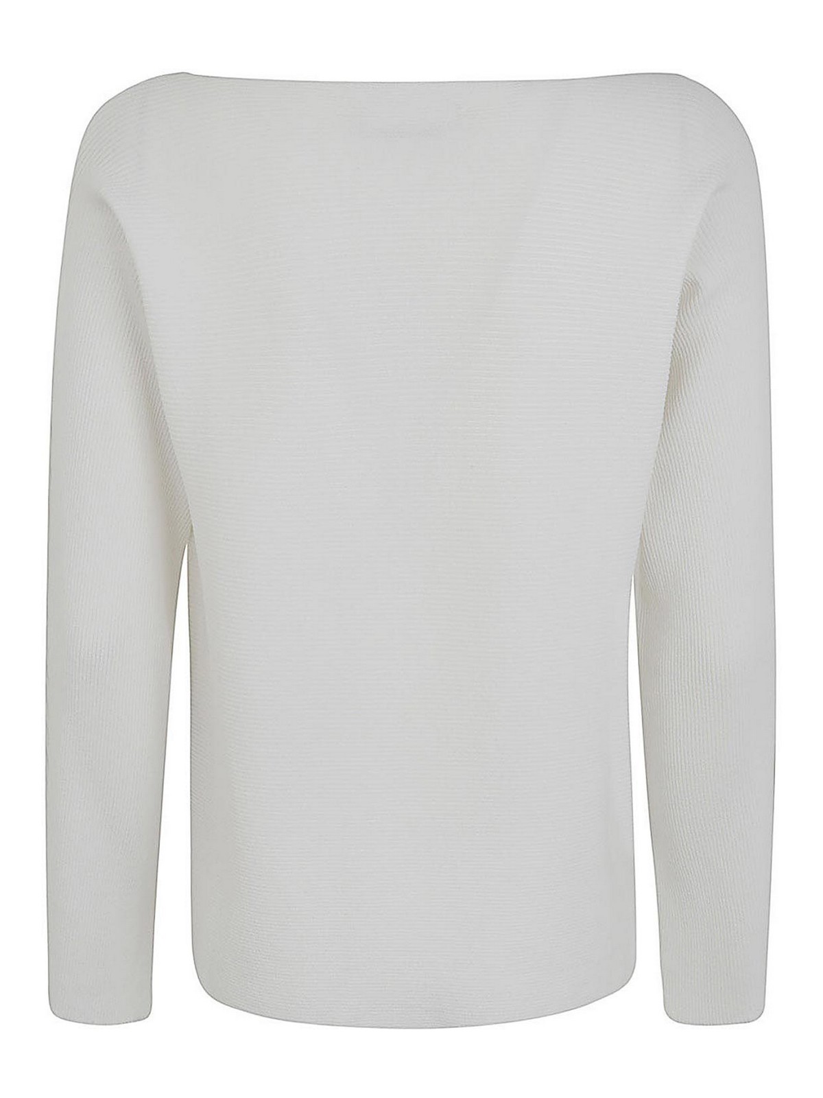 Shop Liviana Conti Long Sleeves Asymmetric Sweater In White