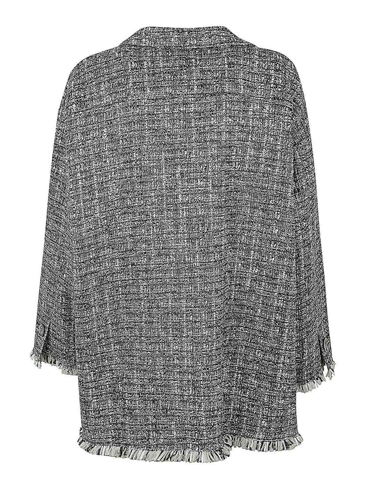 Shop Mantu' Fringed Long Jacket In Grey