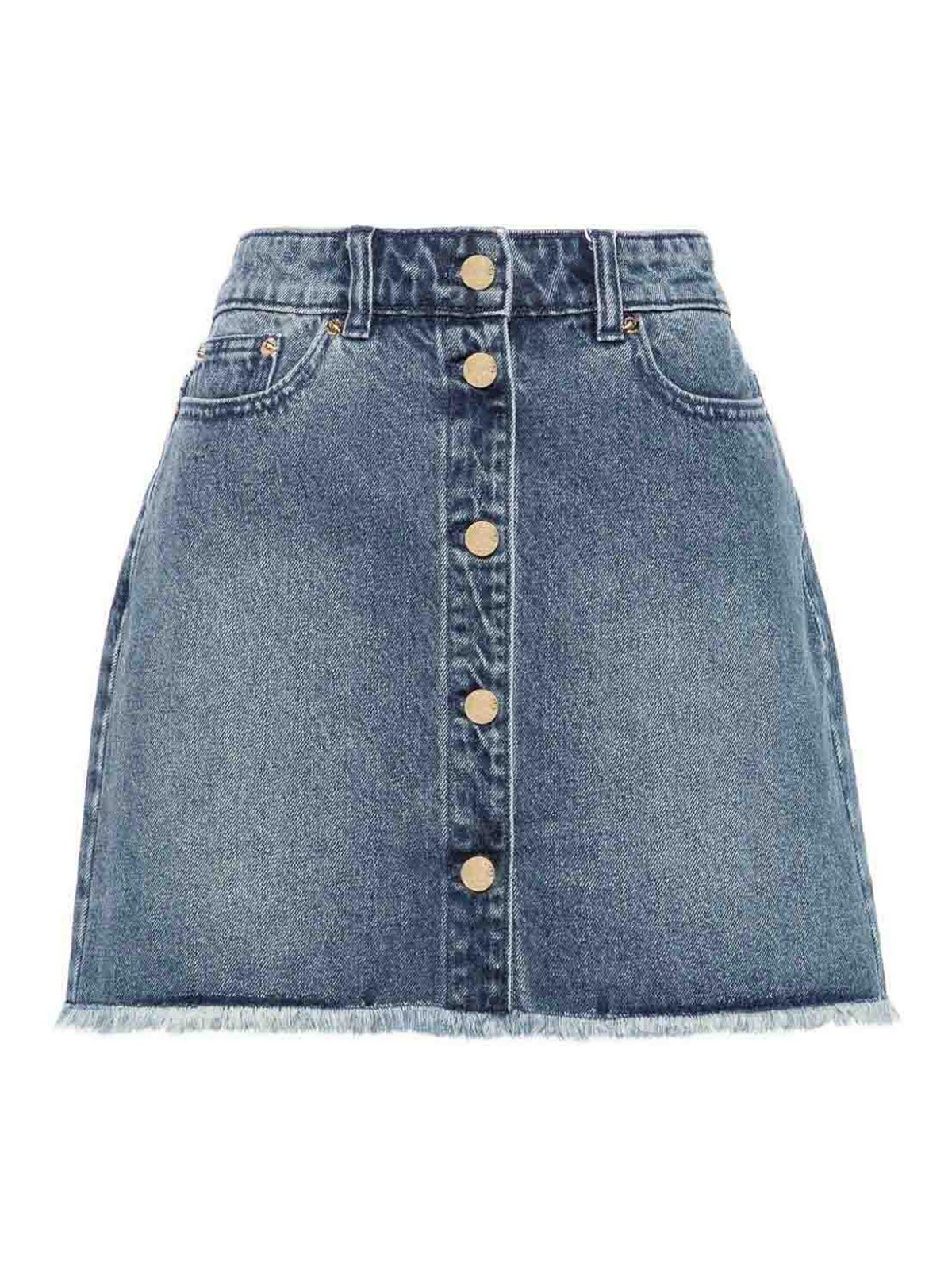 Shop Michael Kors Denim Skirt With Belt In Blue