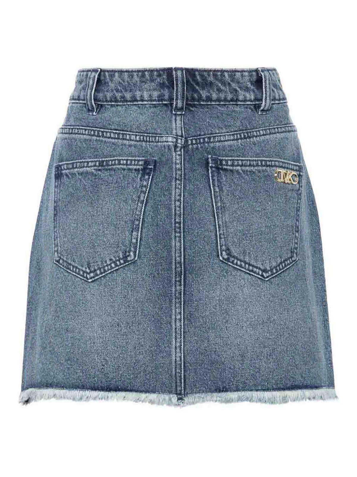 Shop Michael Kors Denim Skirt With Belt In Blue