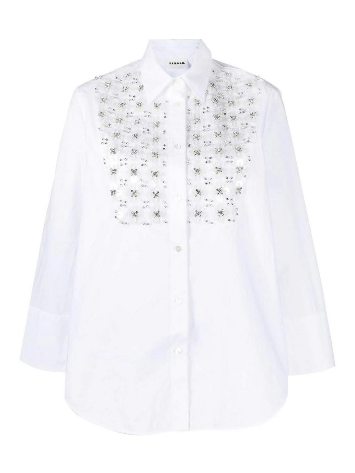 P.a.r.o.s.h Shirt With Swarovsky In White