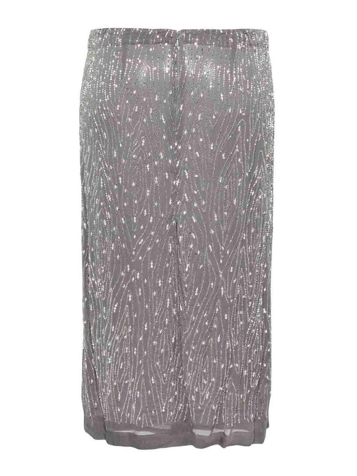 Shop P.a.r.o.s.h Longuette Skirt With Swarovsky In Grey