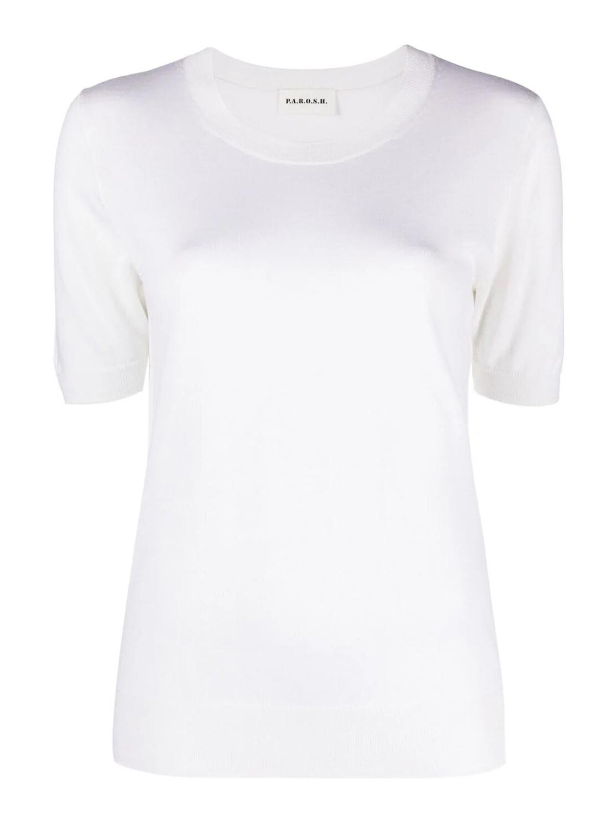 P.a.r.o.s.h Linfa Short-sleeve Fine-knit Top In White