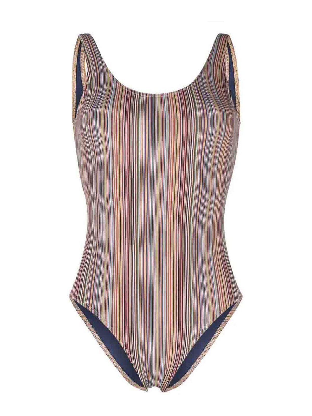 Paul Smith Striped Swimsuit In Multicolour