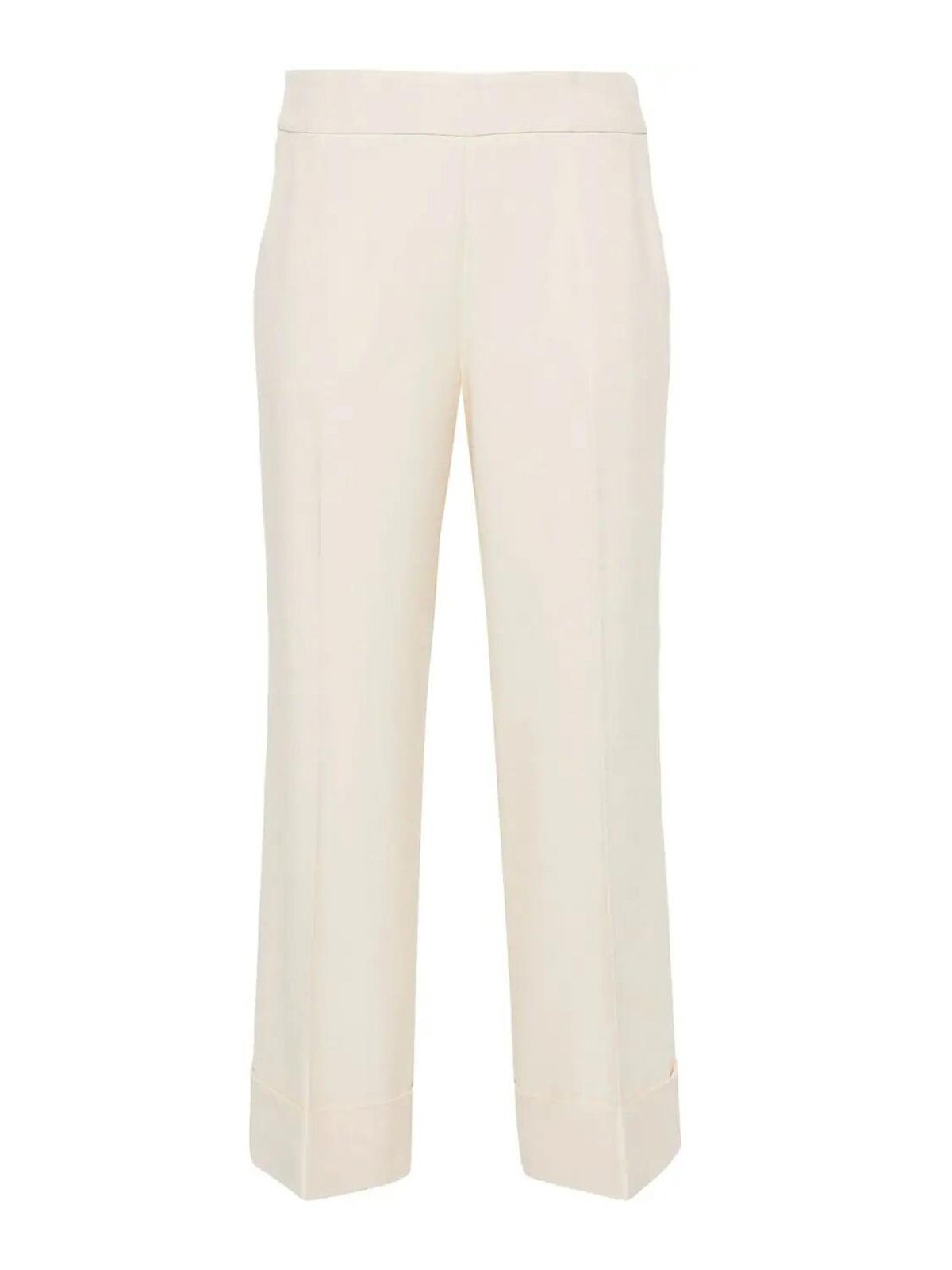 Shop Peserico Side Zip Cropped Pants In White