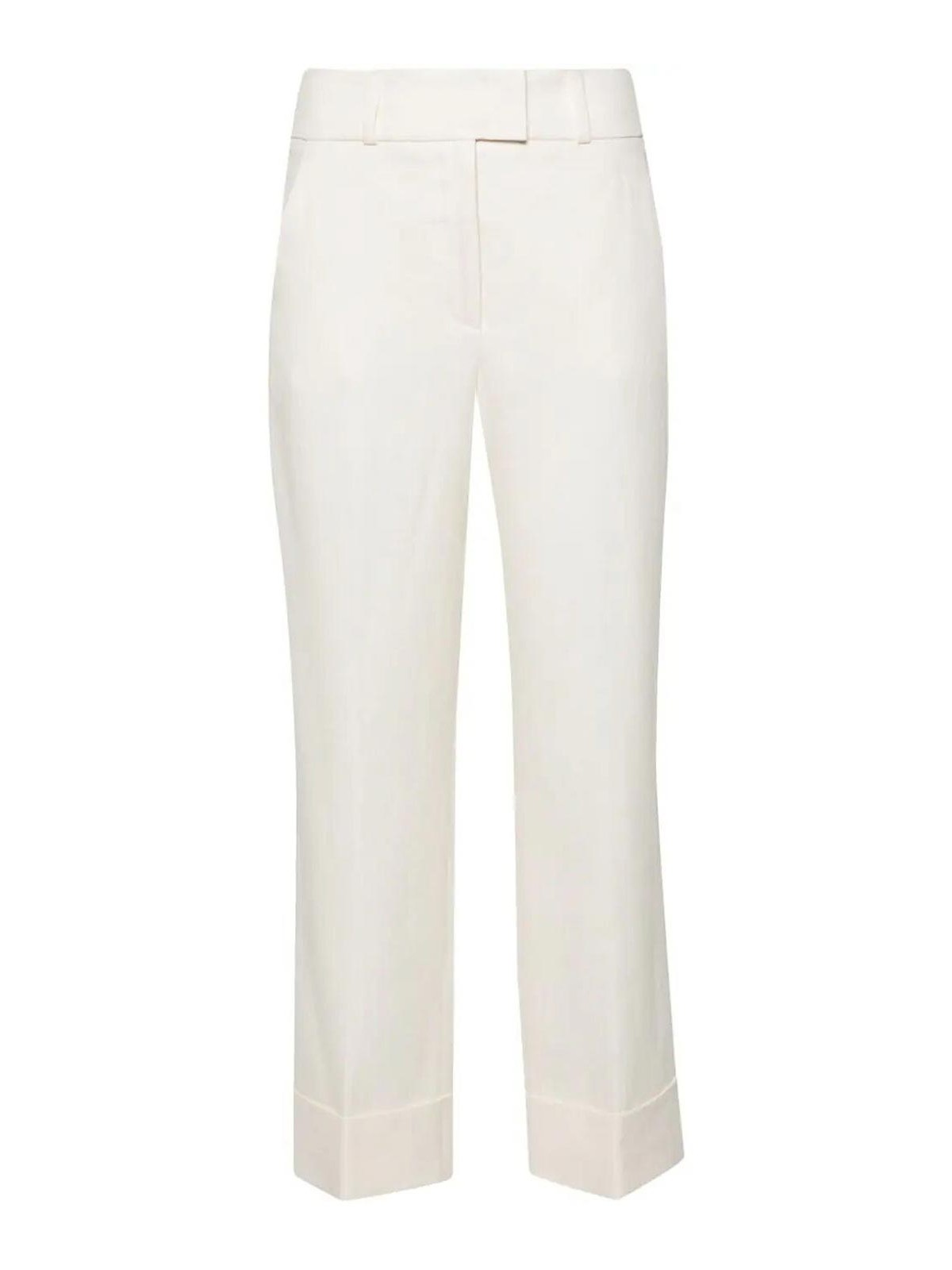Shop Peserico Straight Leg Pants With Lapel In White