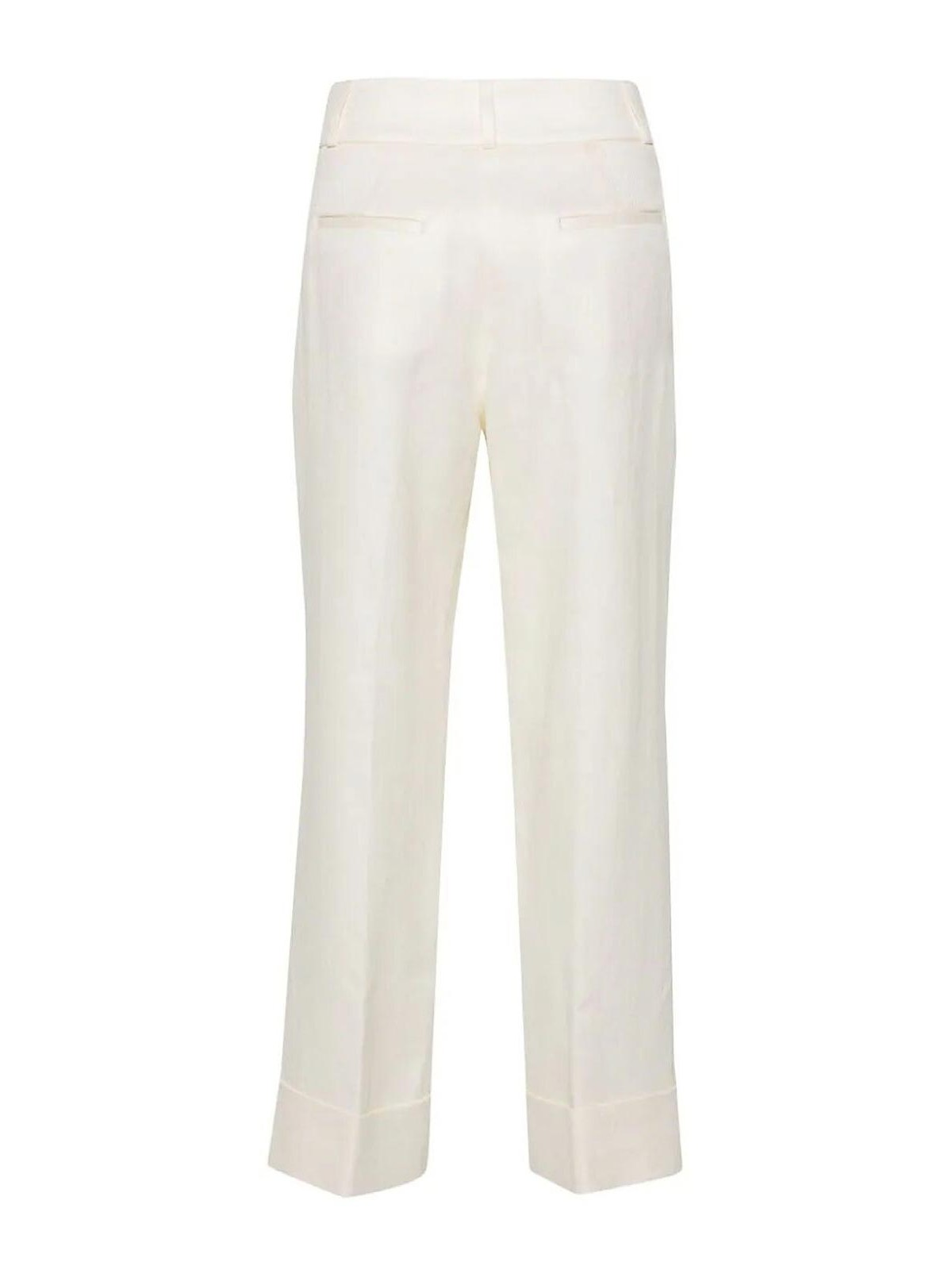 Shop Peserico Straight Leg Pants With Lapel In White