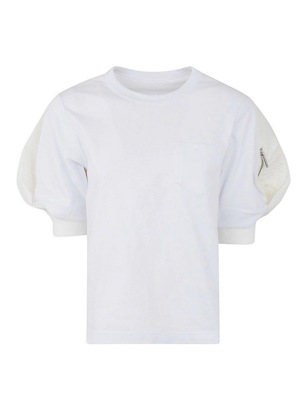 Shop Sacai Nylon Twill X Cotton Jersey T-shirt In White
