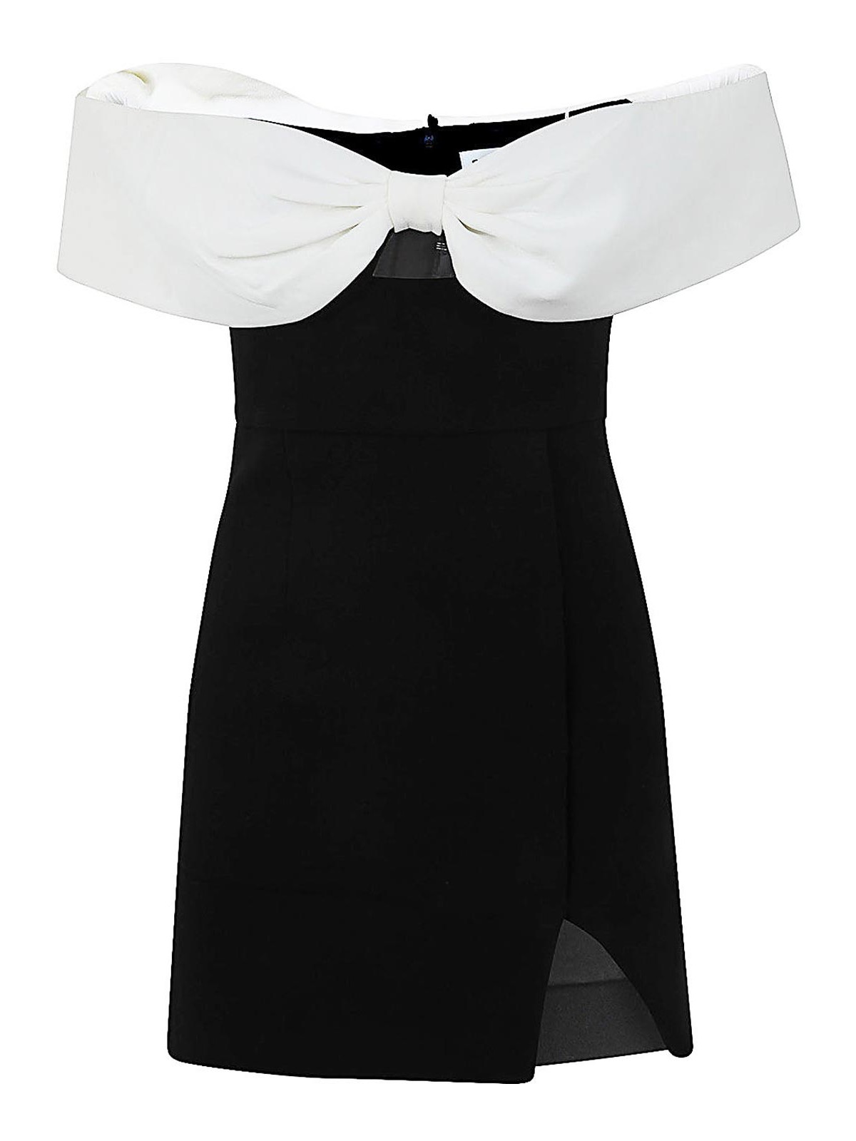 Shop Self-portrait Black Crepe Bow Mini Dress