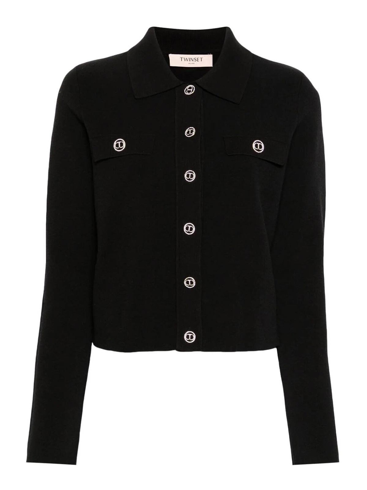 Twinset Polo Neck Jacket In Black