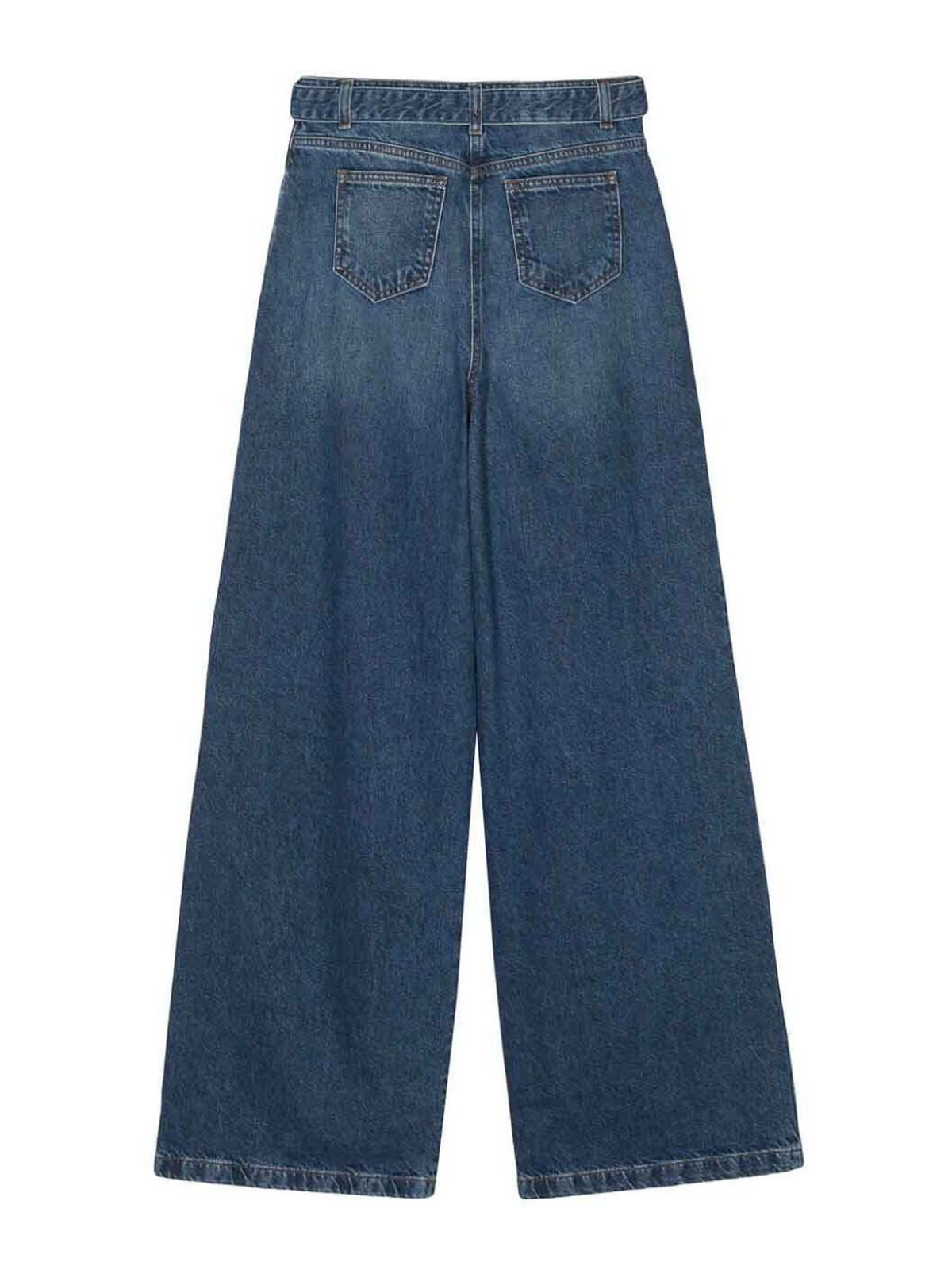 Shop Twinset Wide Leg Jeans With Belt In Blue