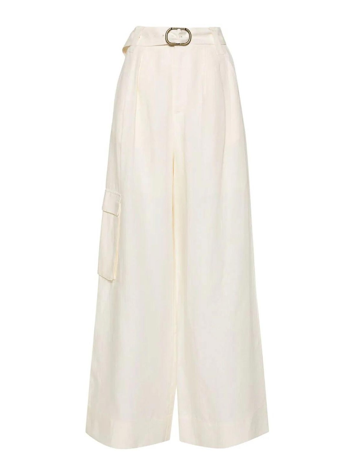 Shop Twinset Wide Leg Cargo Pants With Belt In White