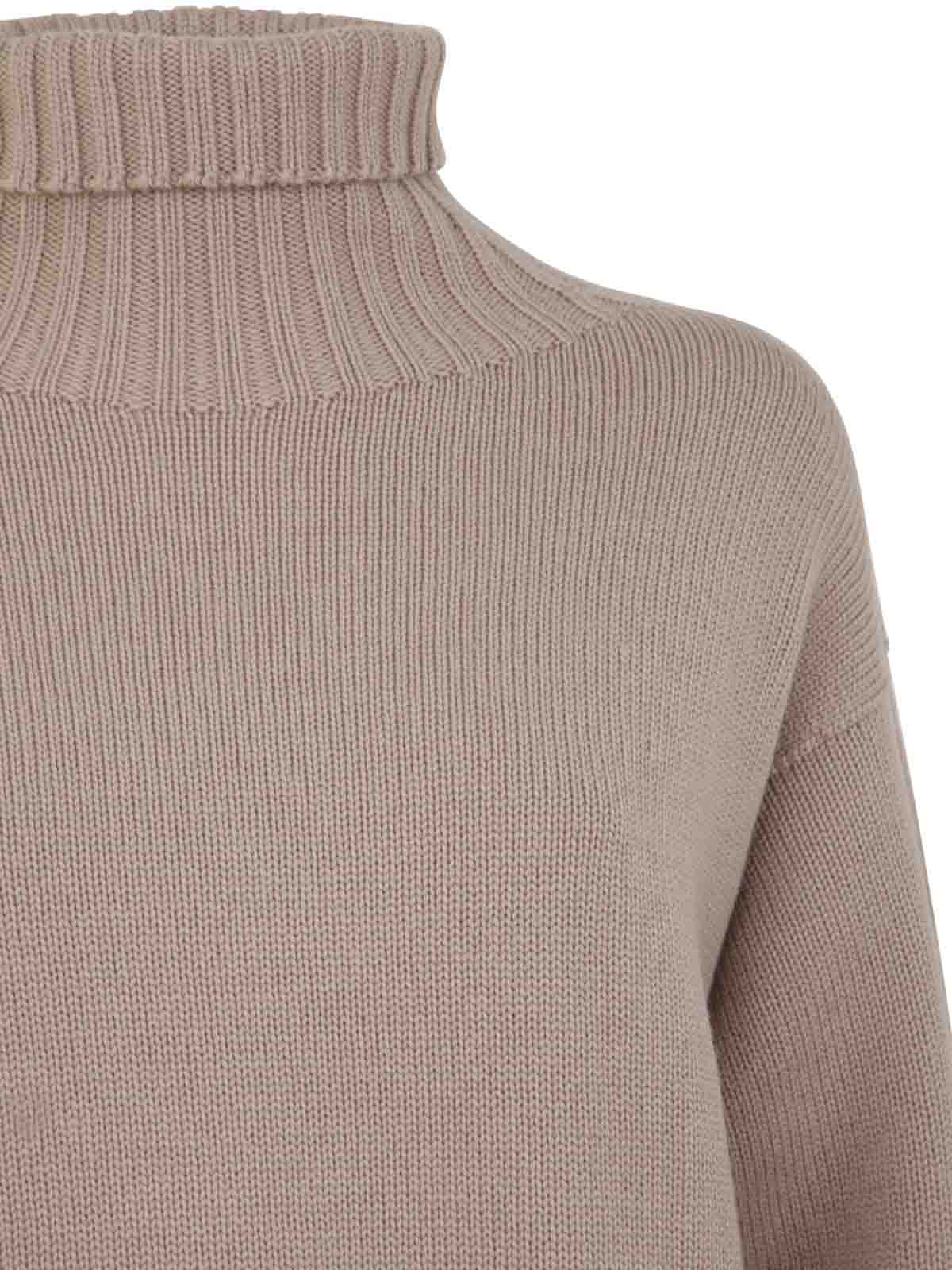 Shop Drumohr Long Sleeves Turtle Neck Oversized Sweater In Brown