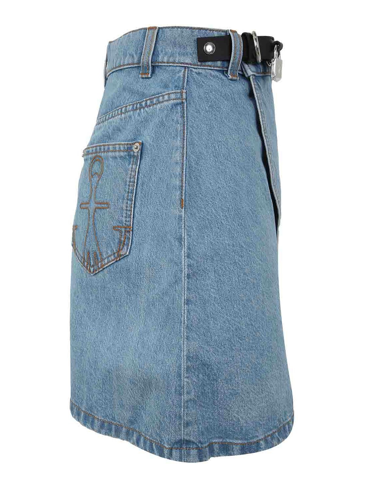Shop Jw Anderson Padlock Strap Mini Skirt In Blue