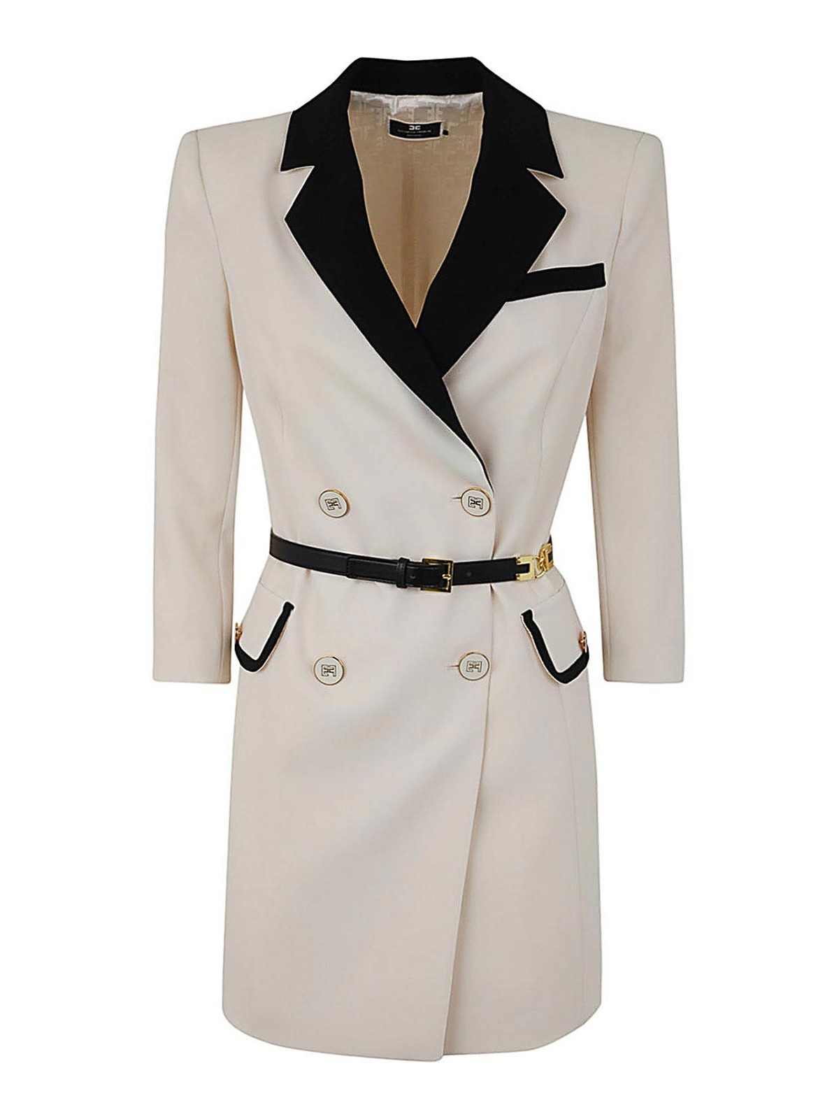 Shop Elisabetta Franchi Blazer Style Mini Dress In White