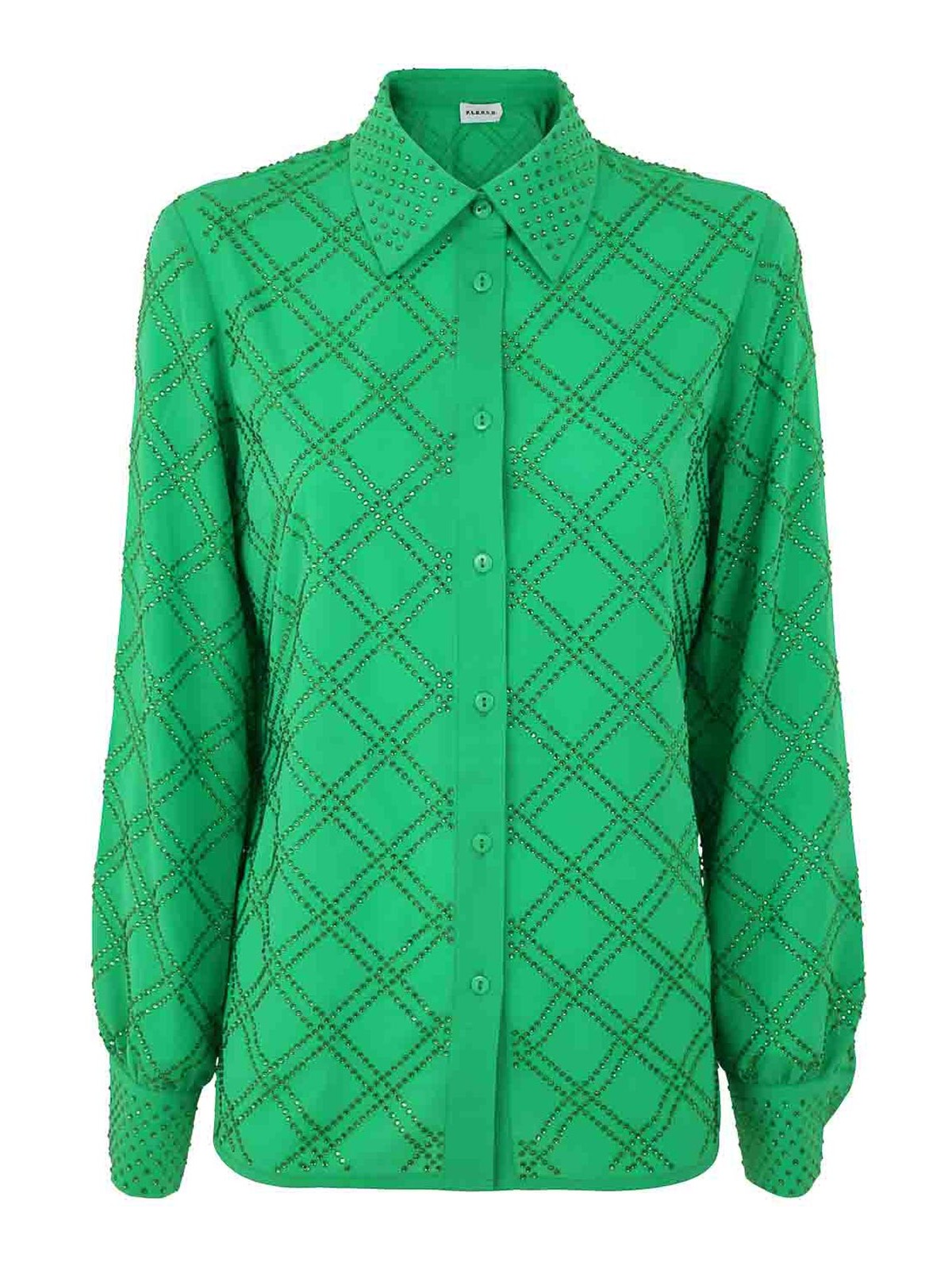 Shop P.a.r.o.s.h Polyester With Crystals Blouse In Green