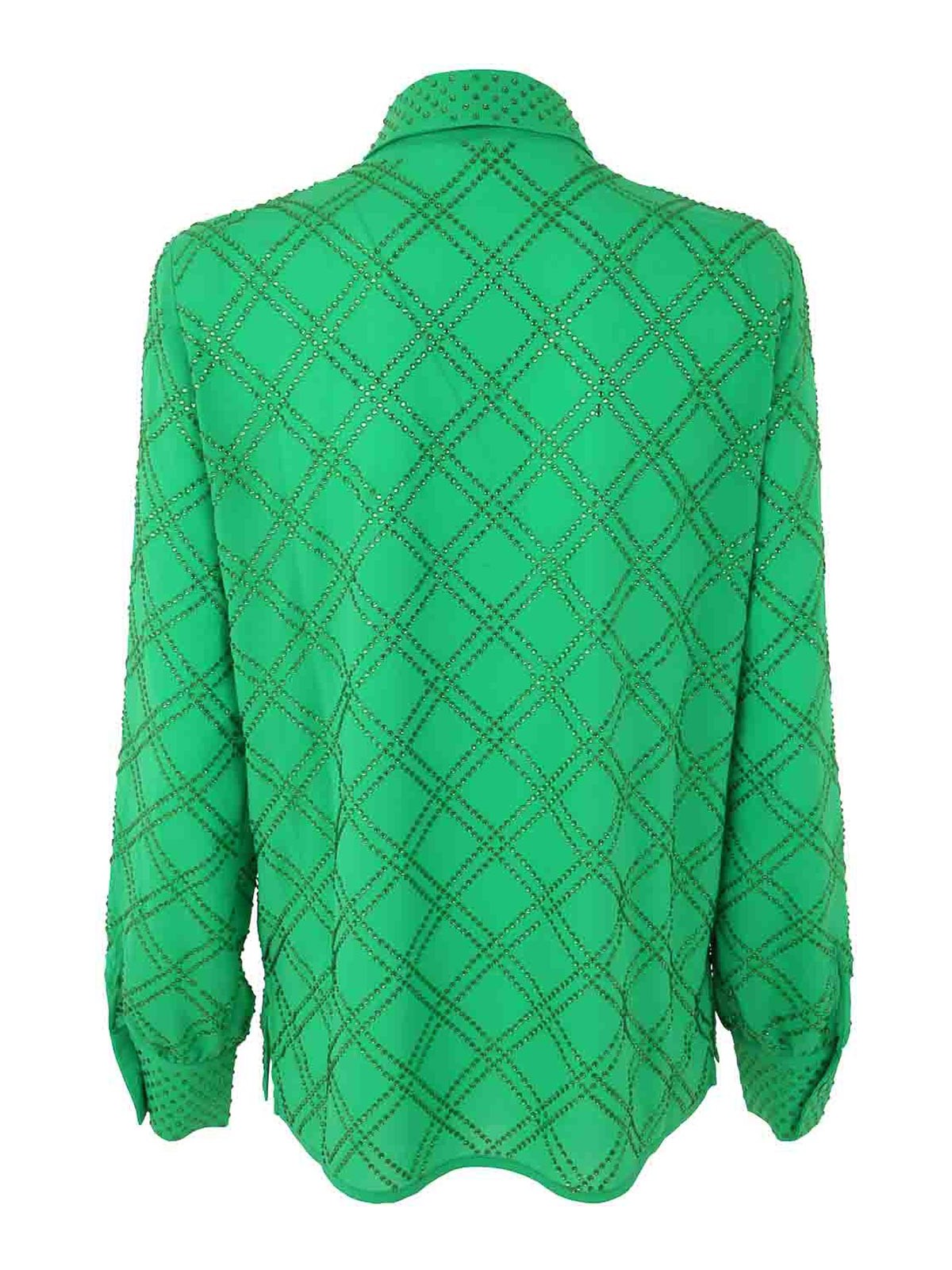 Shop P.a.r.o.s.h Polyester With Crystals Blouse In Green