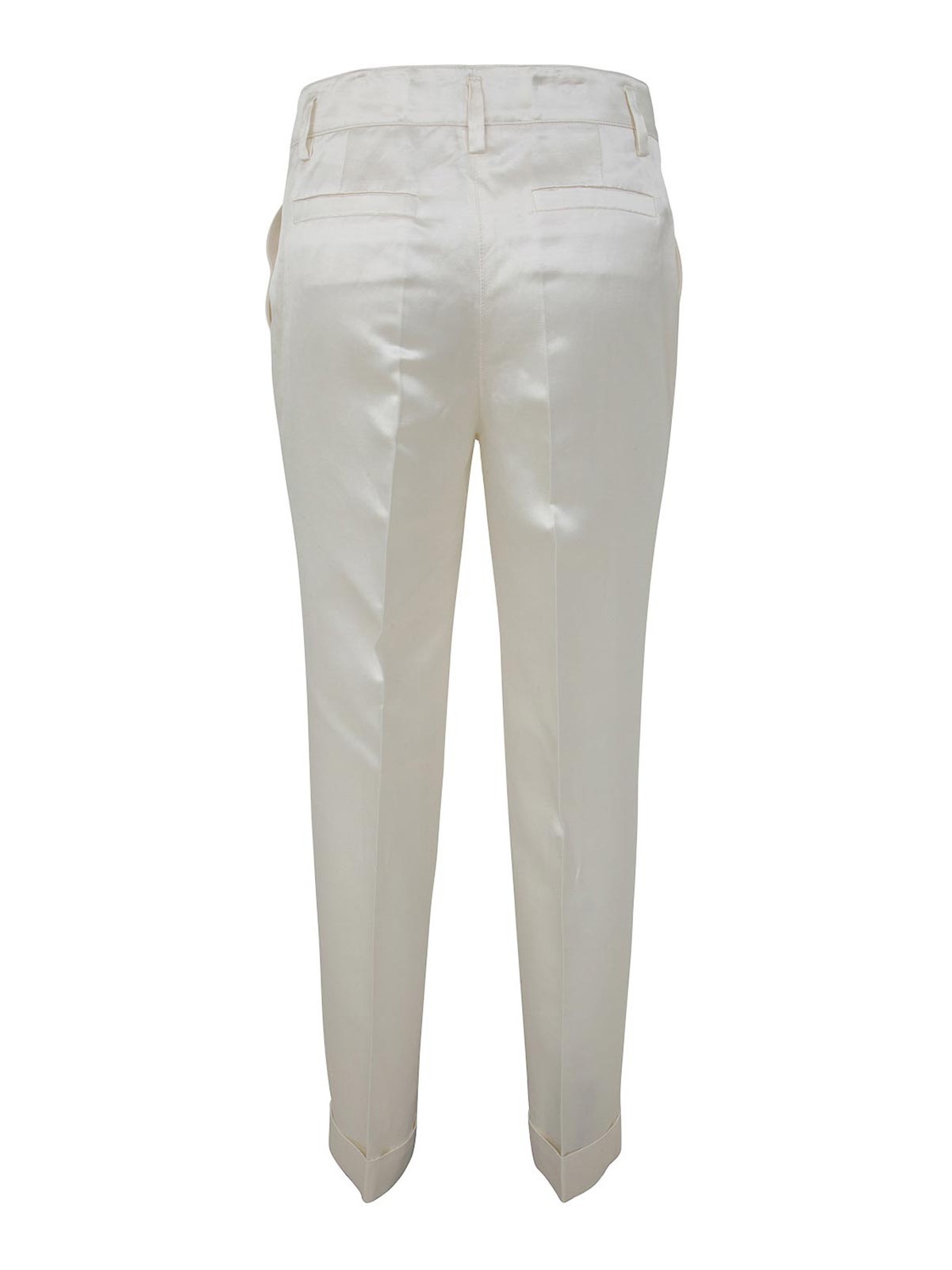 Shop P.a.r.o.s.h Satin Viscose And Linen Trousers In White