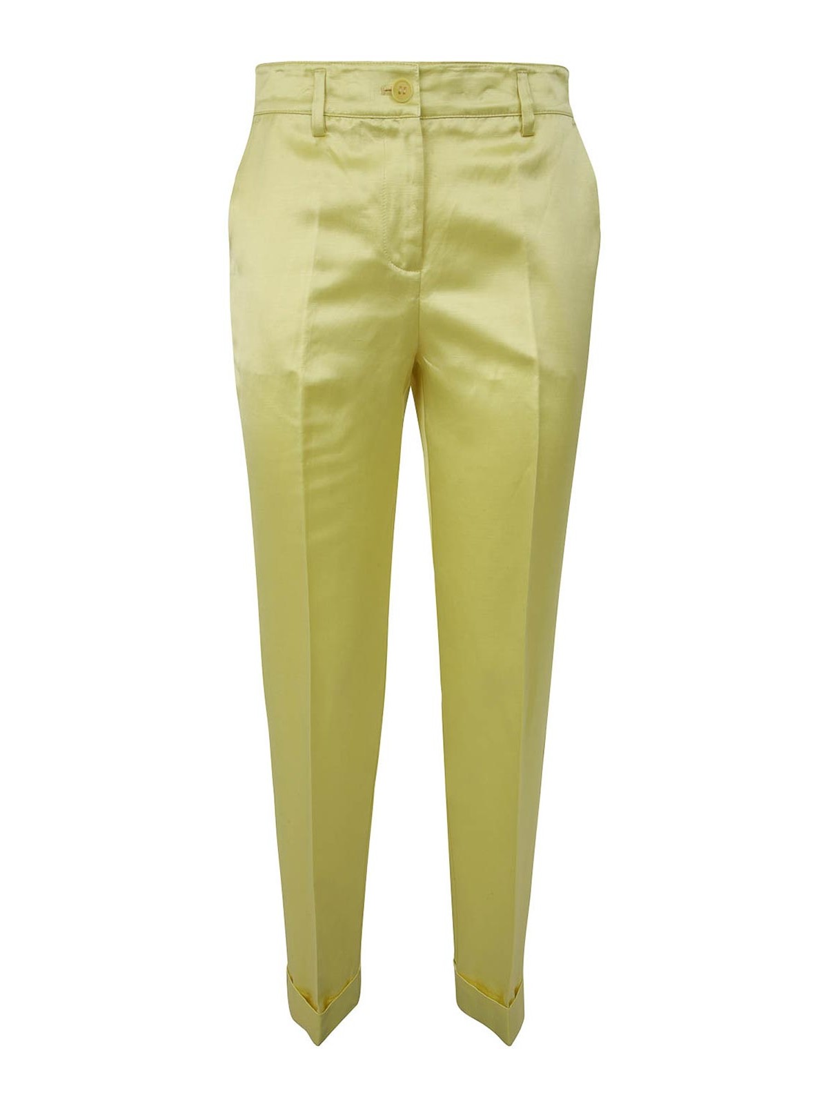Shop P.a.r.o.s.h Satin Viscose And Linen Trousers In Orange