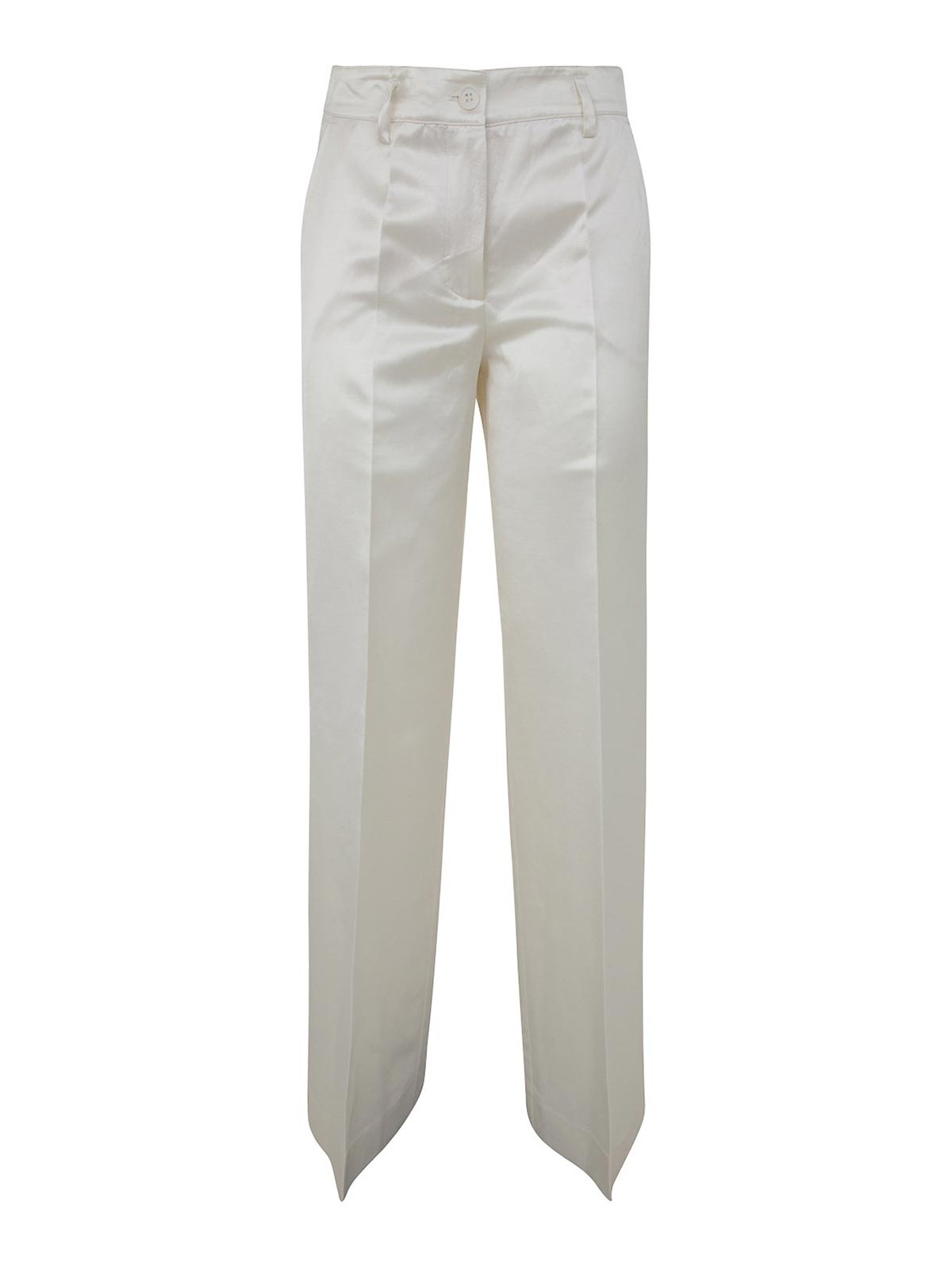 P.a.r.o.s.h Satin, Viscose And Linen Trousers In White