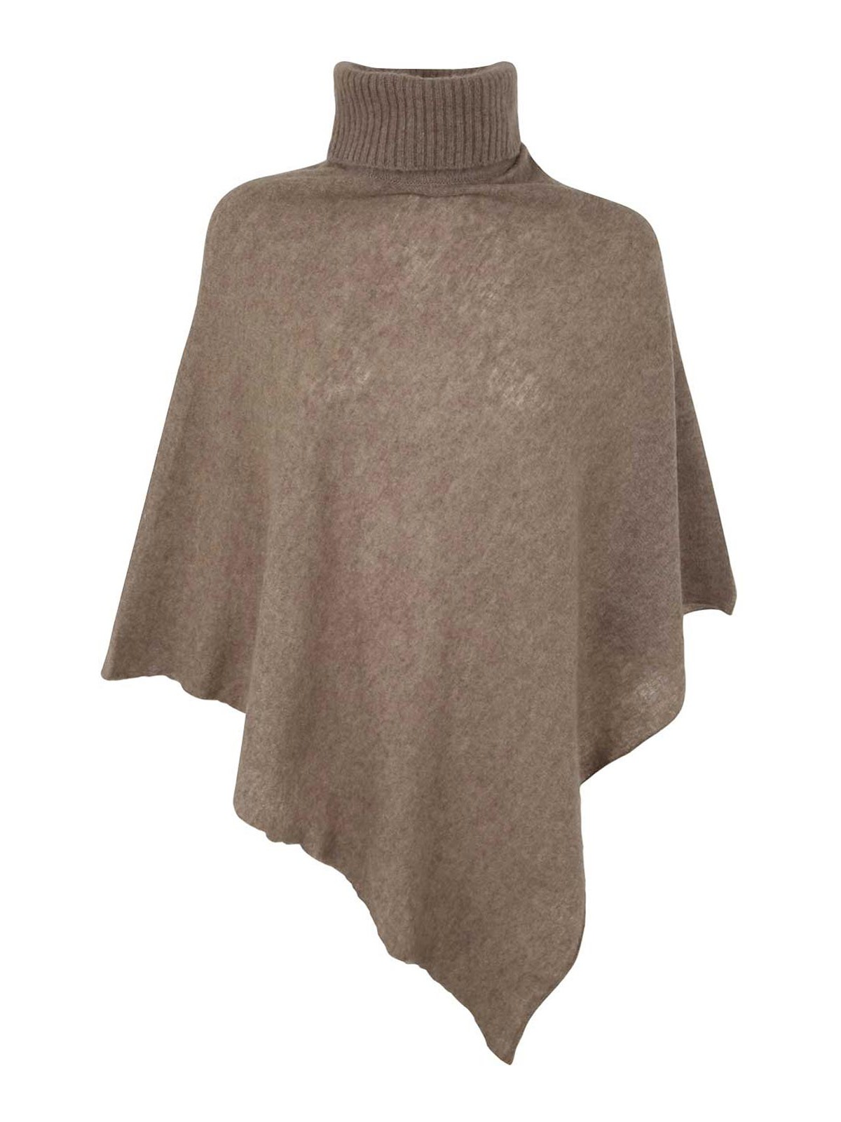 Mirror In The Sky Polo Neck Poncho In Brown