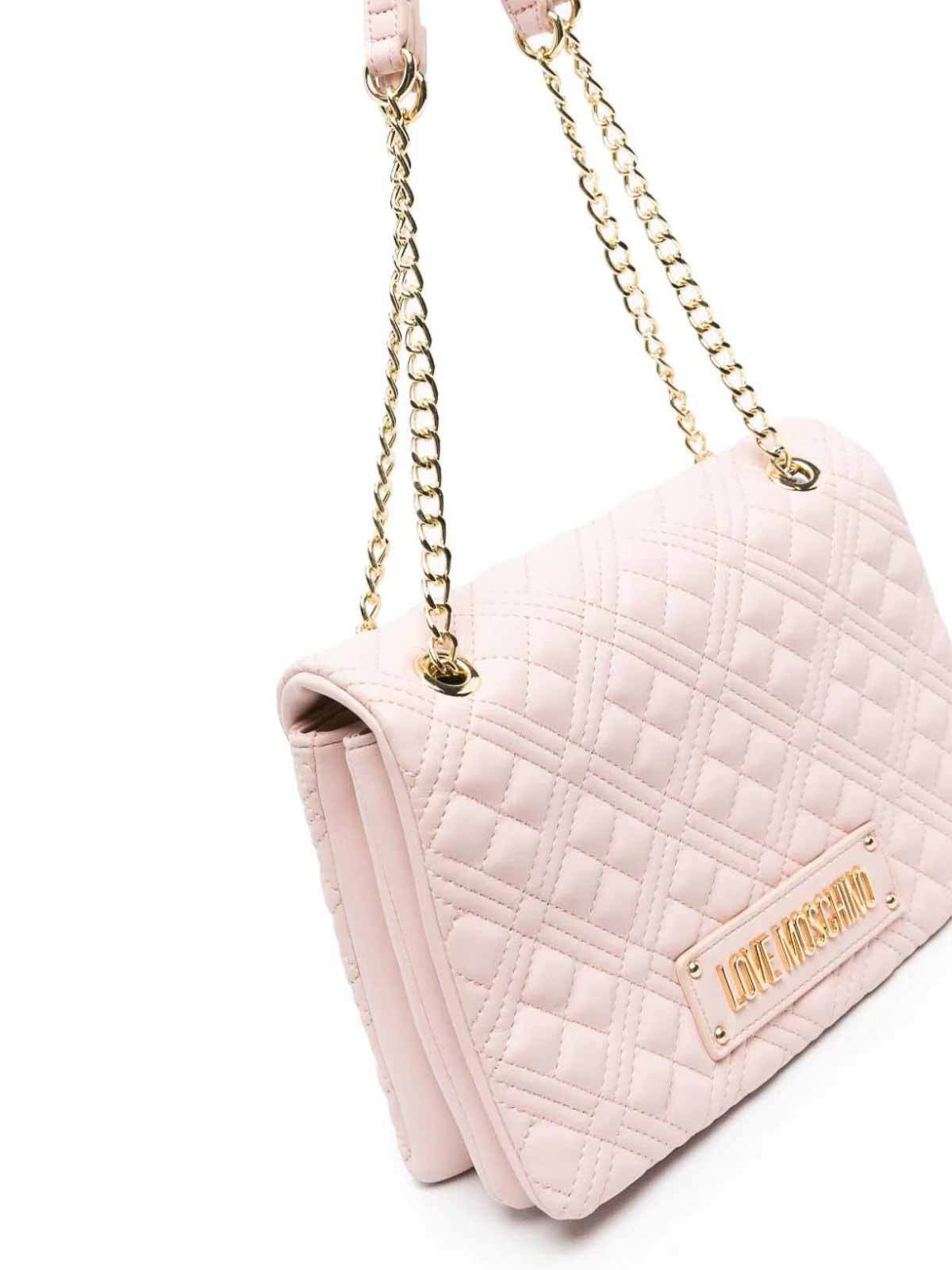 Shop Love Moschino Quilted Shoulder Bag In Pink