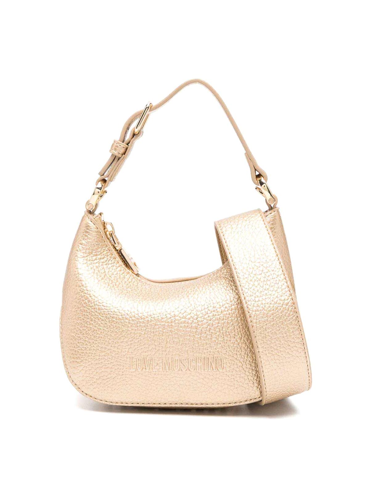 Shop Love Moschino Laminated Shoulder Bag In Metallic