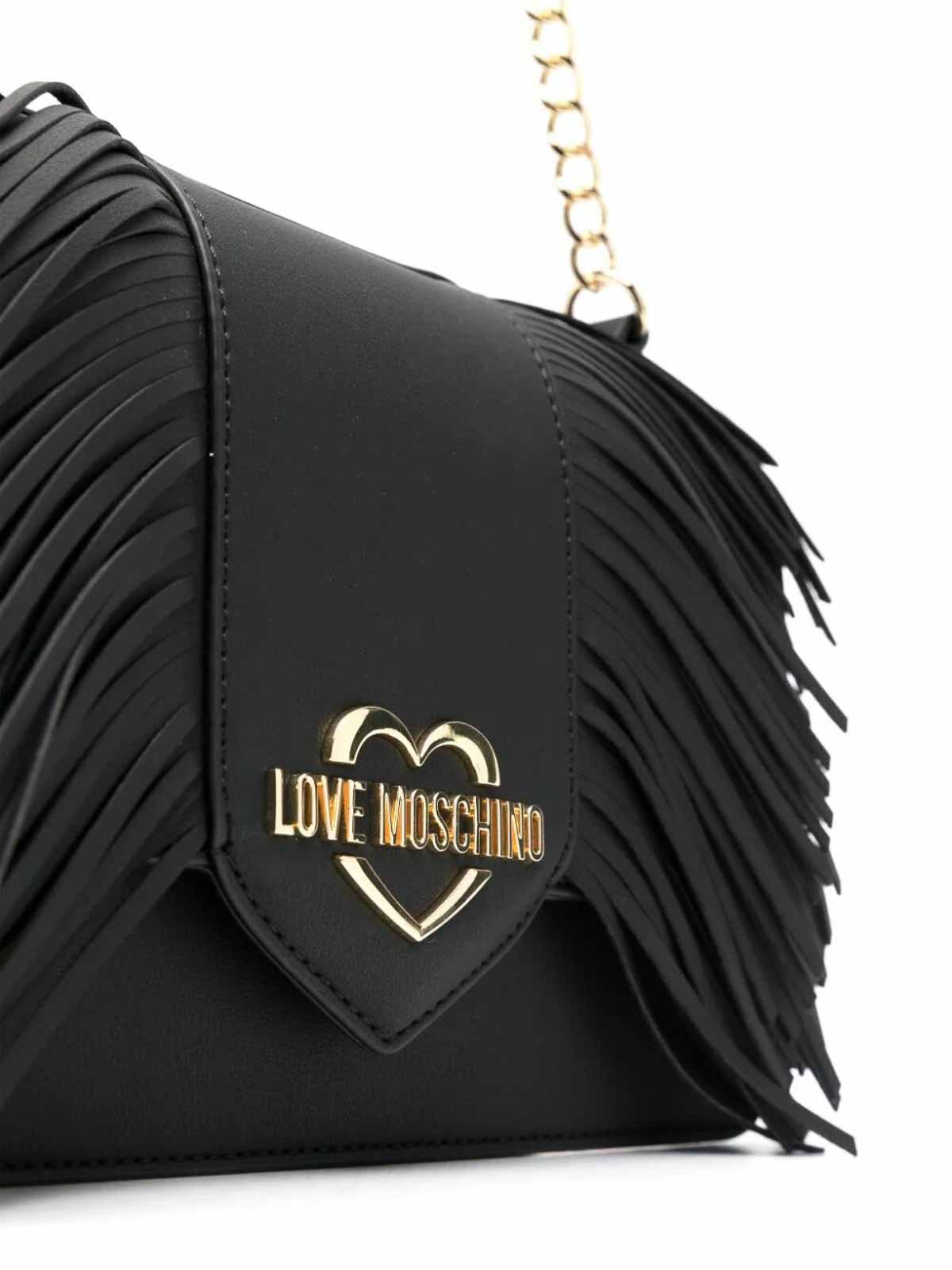Shop Love Moschino New Shiny Quitled Shoulder Bag In Black