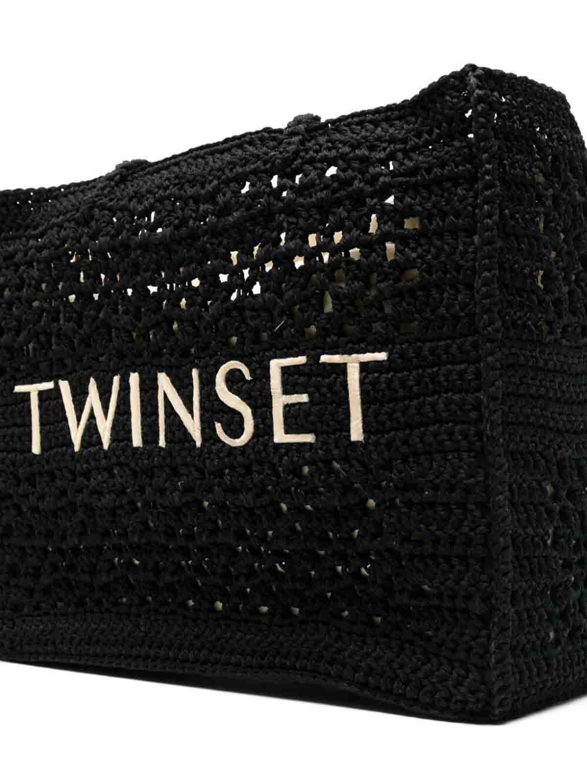 Shop Twinset Shopping Bag In Black