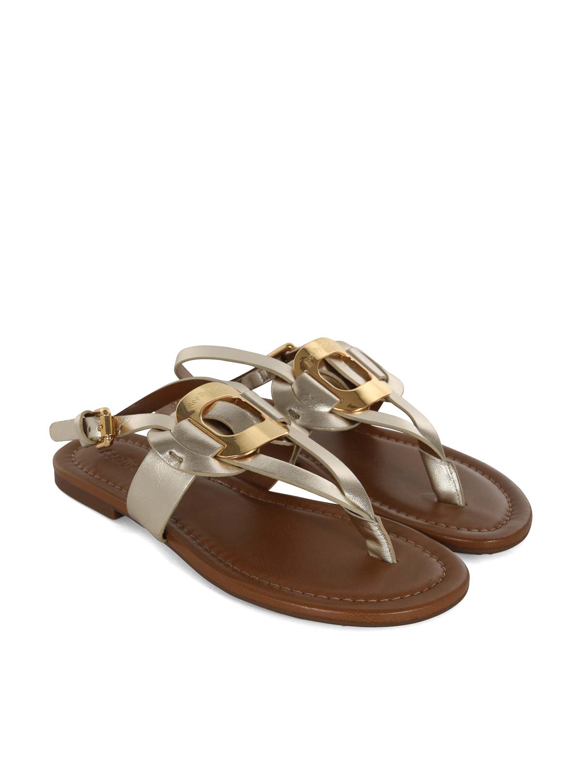 Shop See By Chloé Chany Sandals With Bands In Metallic