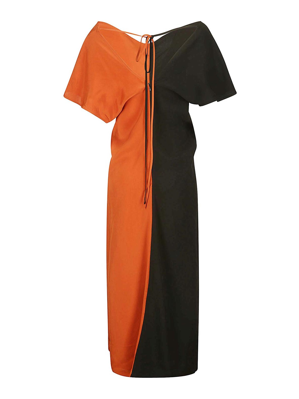 Shop Colville Draped Neck Dress In Orange