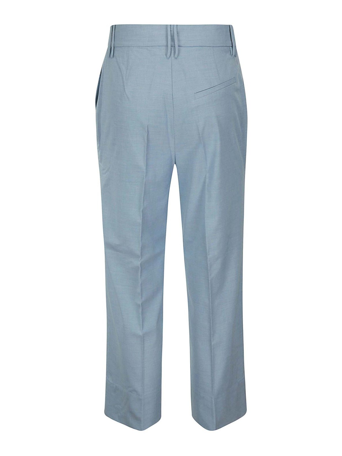 Shop Ganni Drapey Melange Cropped Pants In Blue
