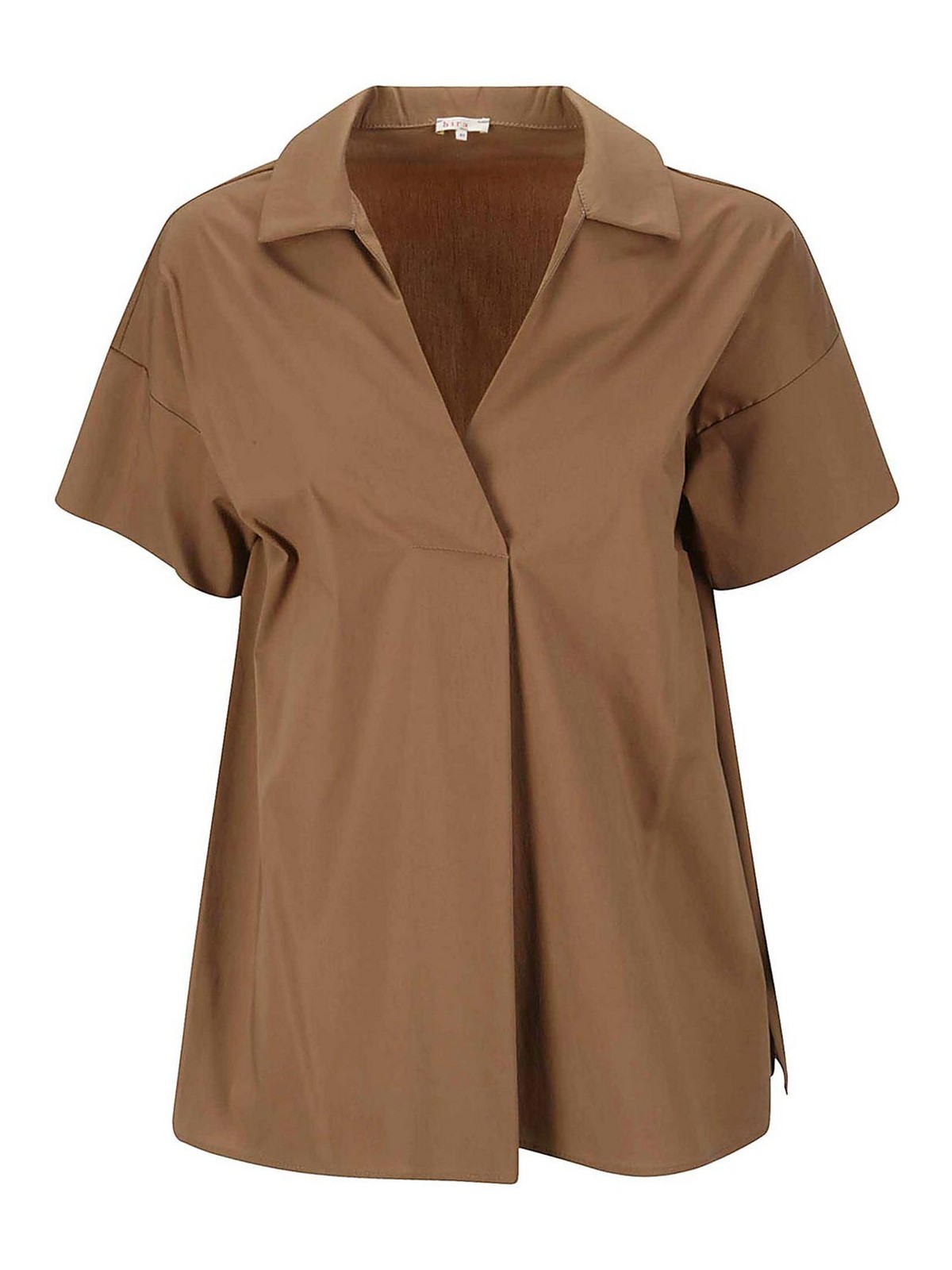 Hira Large Cotton Shirt Without Buttons In Brown