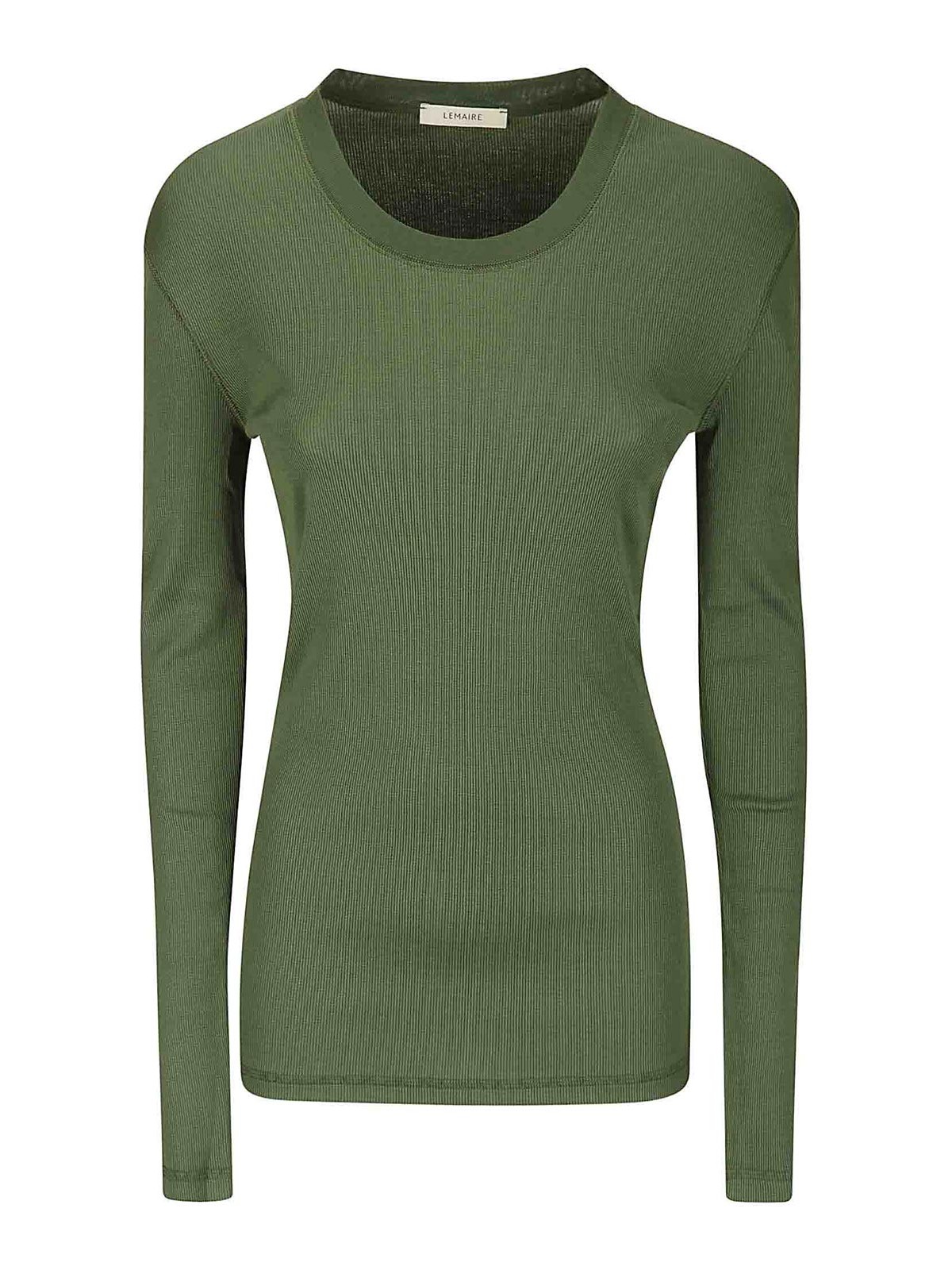 Lemaire Ribbed Long-sleeved T-shirt In Green